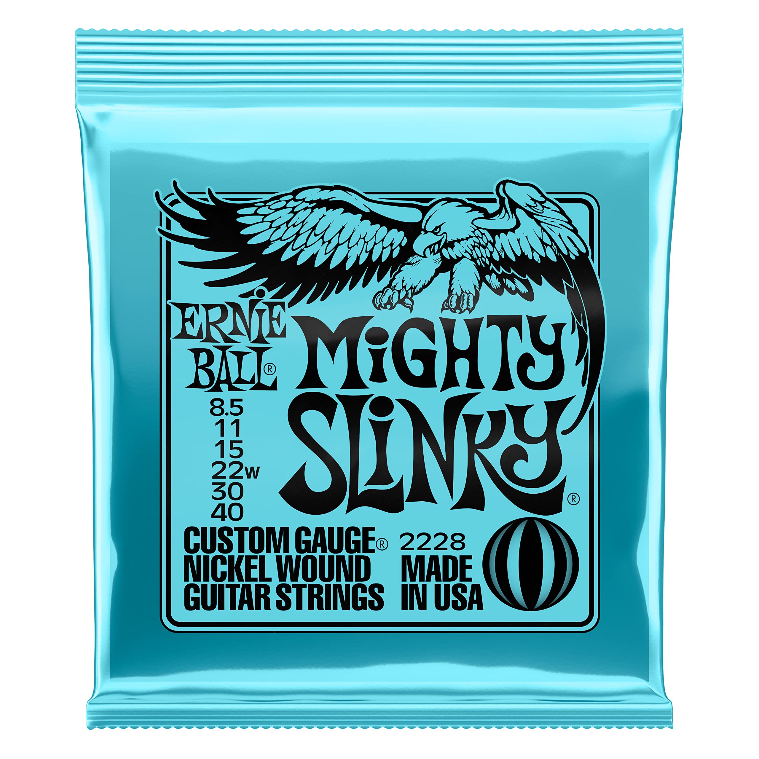 Ernie Ball Mighty Slinky Nickelwound Electric Guitar Strings 8.5 40 Gauge