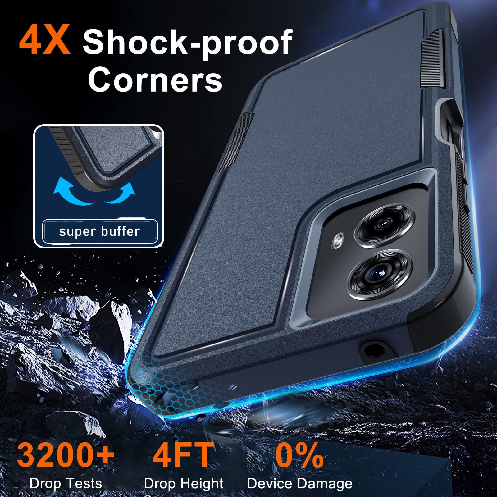 Rmocr Case Compatible With Moto G Power 5G 2024, Full Body Heavy Duty Rugged Shockproof Protective Phone Cover With Lanyard Stra