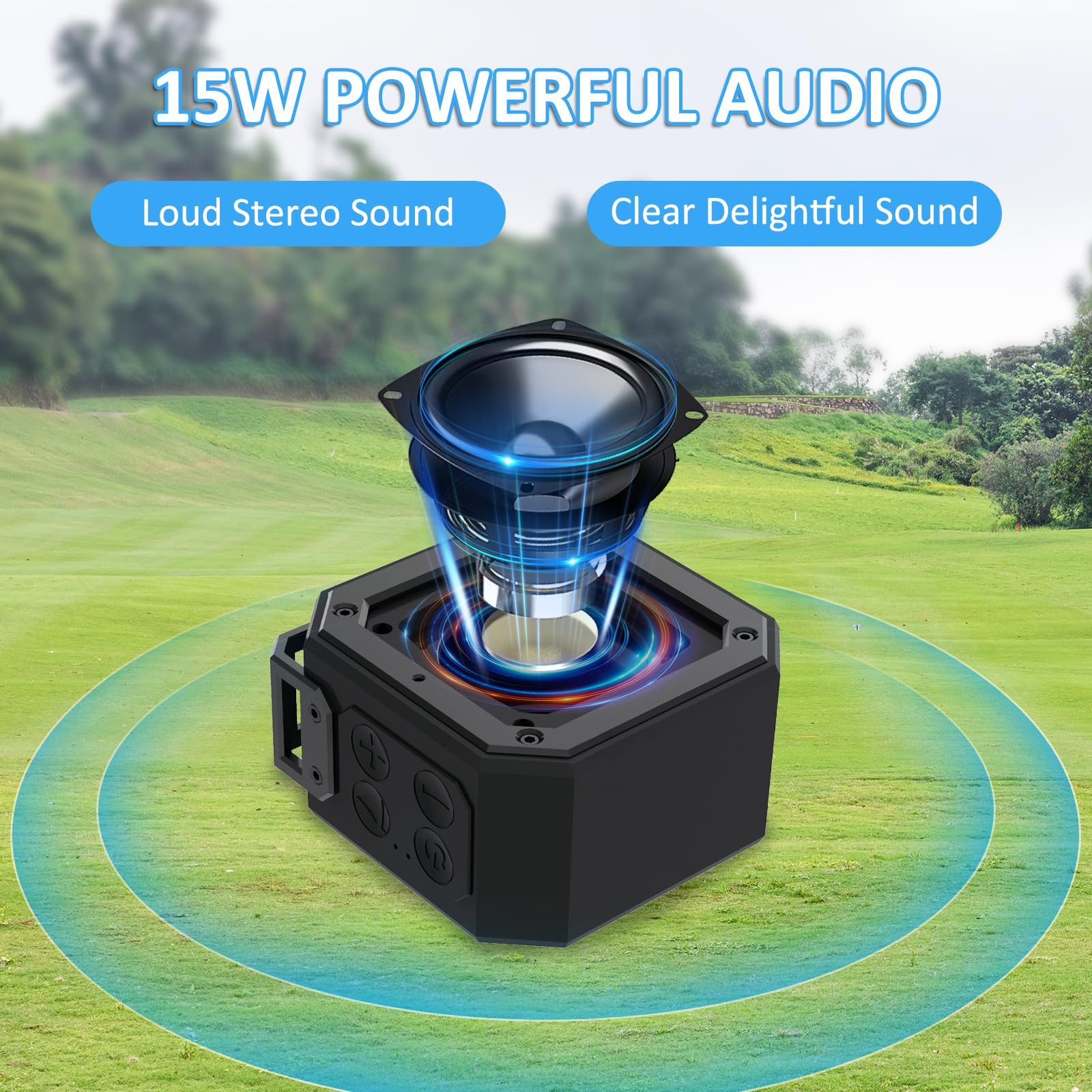 Golf Cart Bluetooth Speaker Magnetic Portable Wireless Speaker With Loud Stereo Sound Bass Boost 20 Hours Play Ipx7 Waterproof T