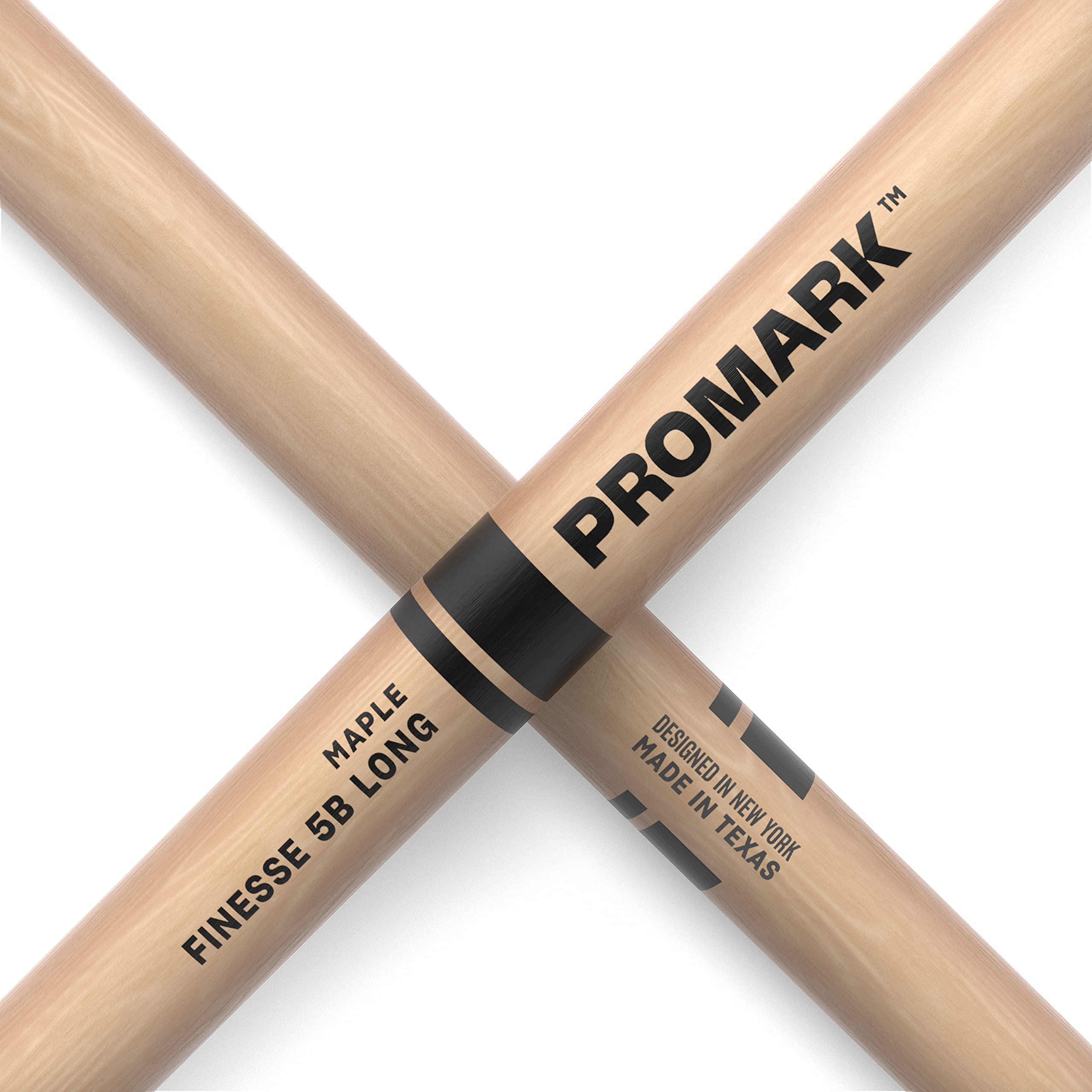 Promark Finesse 5B Long Maple Drumsticks, Small Round Wood Tip, One Pair