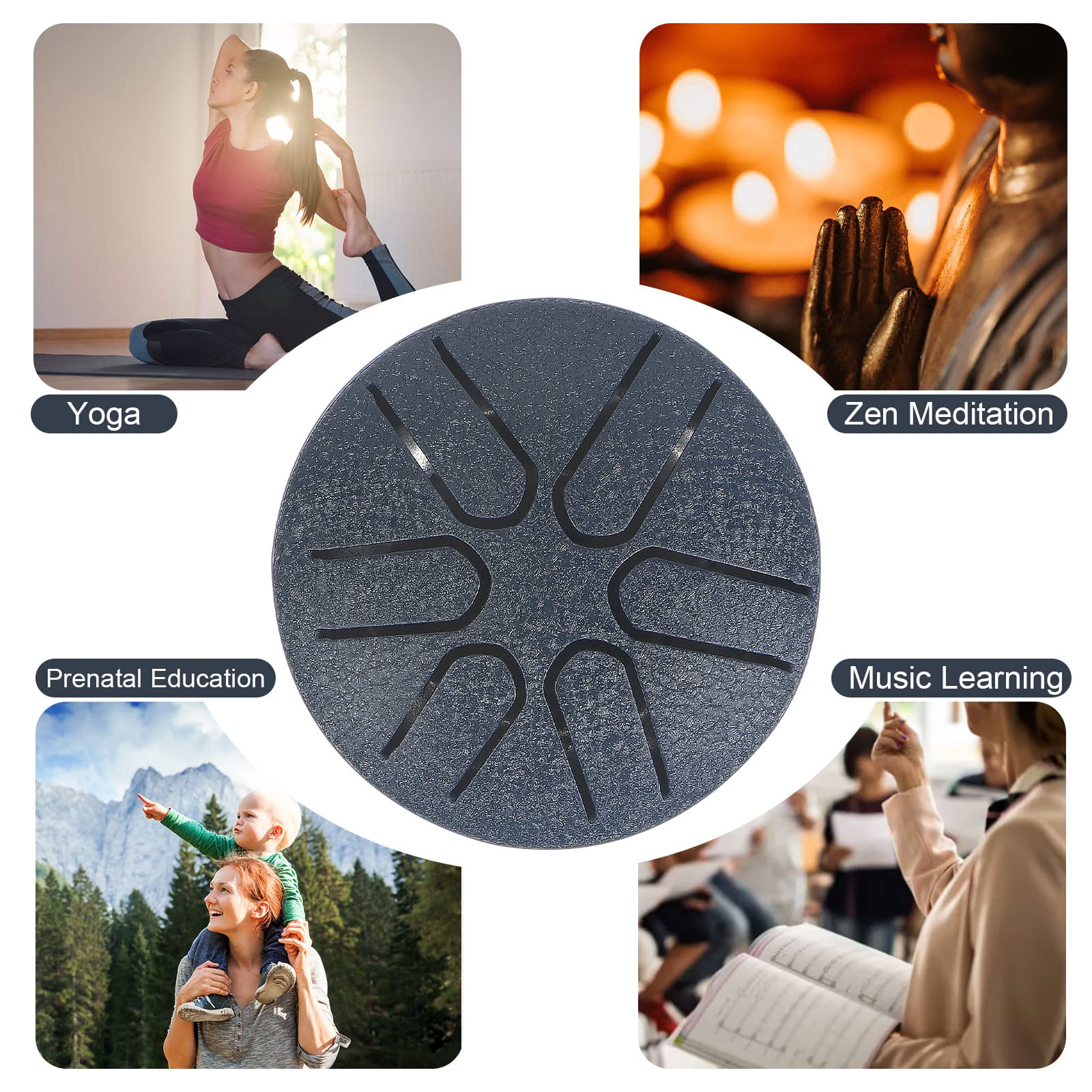 Mini Steel Tongue Drum, Horse 3 Inch 6 Tones Tank Drum C Key Percussion Steel Drum Kit With Drum Mallets Note Stickers(3 Inch 6