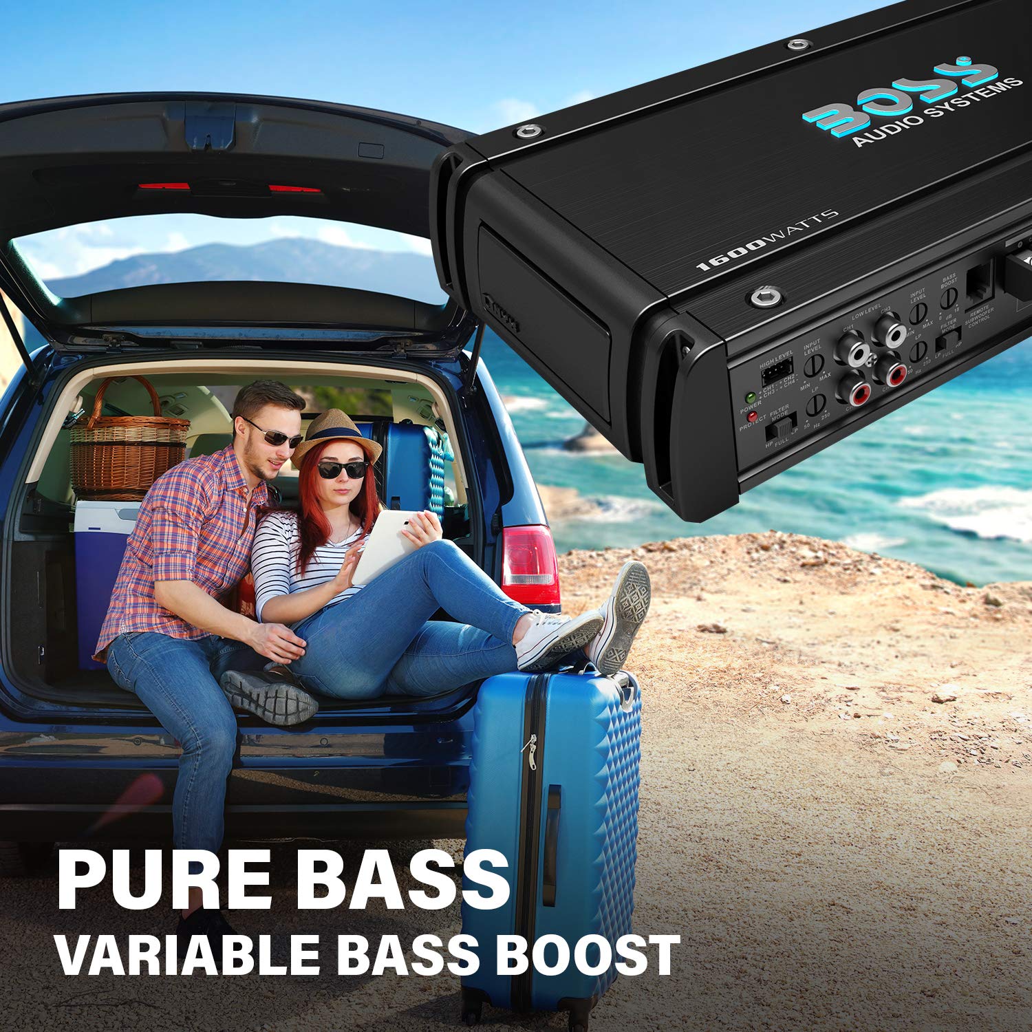 Boss Audio Systems Ox4.400 4 Onyx Series Car Amplifier   1600 High Output, 4 Channel, Class A/B, Low/High Level Inputs, Low Pass
