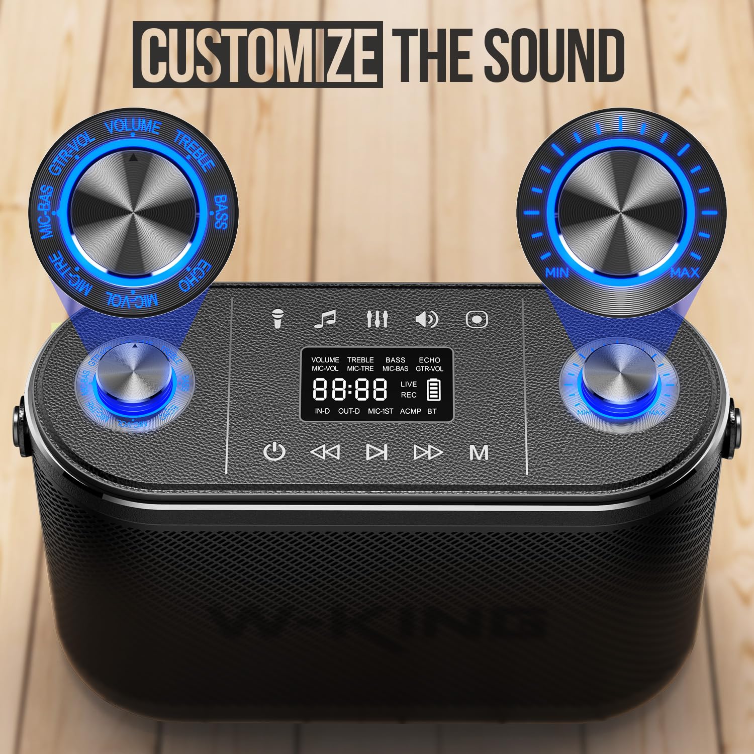 W King 240W Peak Bluetooth Speakers Loud Huge Bass, 2.1Ch 3 Way/Adjustable Bass Treble/Guitar Port/Uhf Microphone/Accompaniment/Rec/Live/Hp Monitor, Large Portable Outdoor Wireless Speaker
