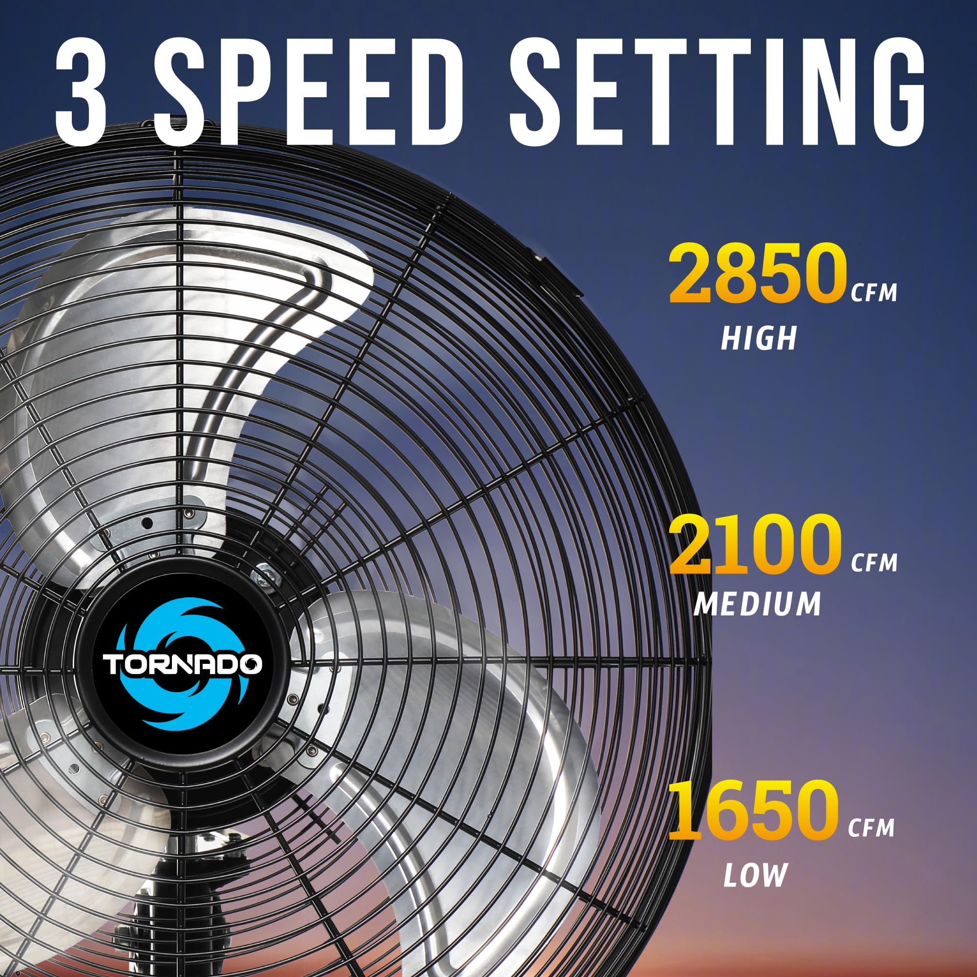 Tornado 2 Pack 16 Inch Pro Series Oscillating Wall Mount Fan -High Velocity Heavy Duty Metal Wall Mount Fan For Industrial, Comm