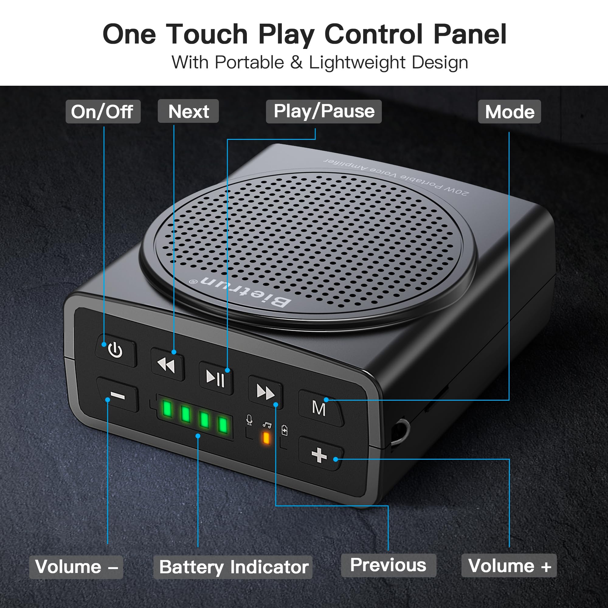 Bluetooth Voice Amplifier For Teachers, Portable Rechargeable Mini Voice Amplifier With Wired Microphone Headset, Pa System Mega