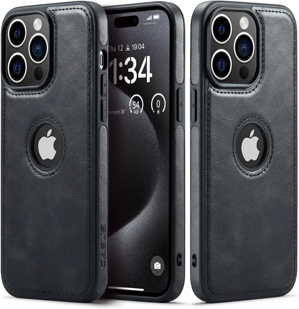 Casus Designed For Iphone 15 Pro Max Case Vegan Leather Slim Logo View Classic Luxury Elegant Thin Protective Cover (2023) 6.7''