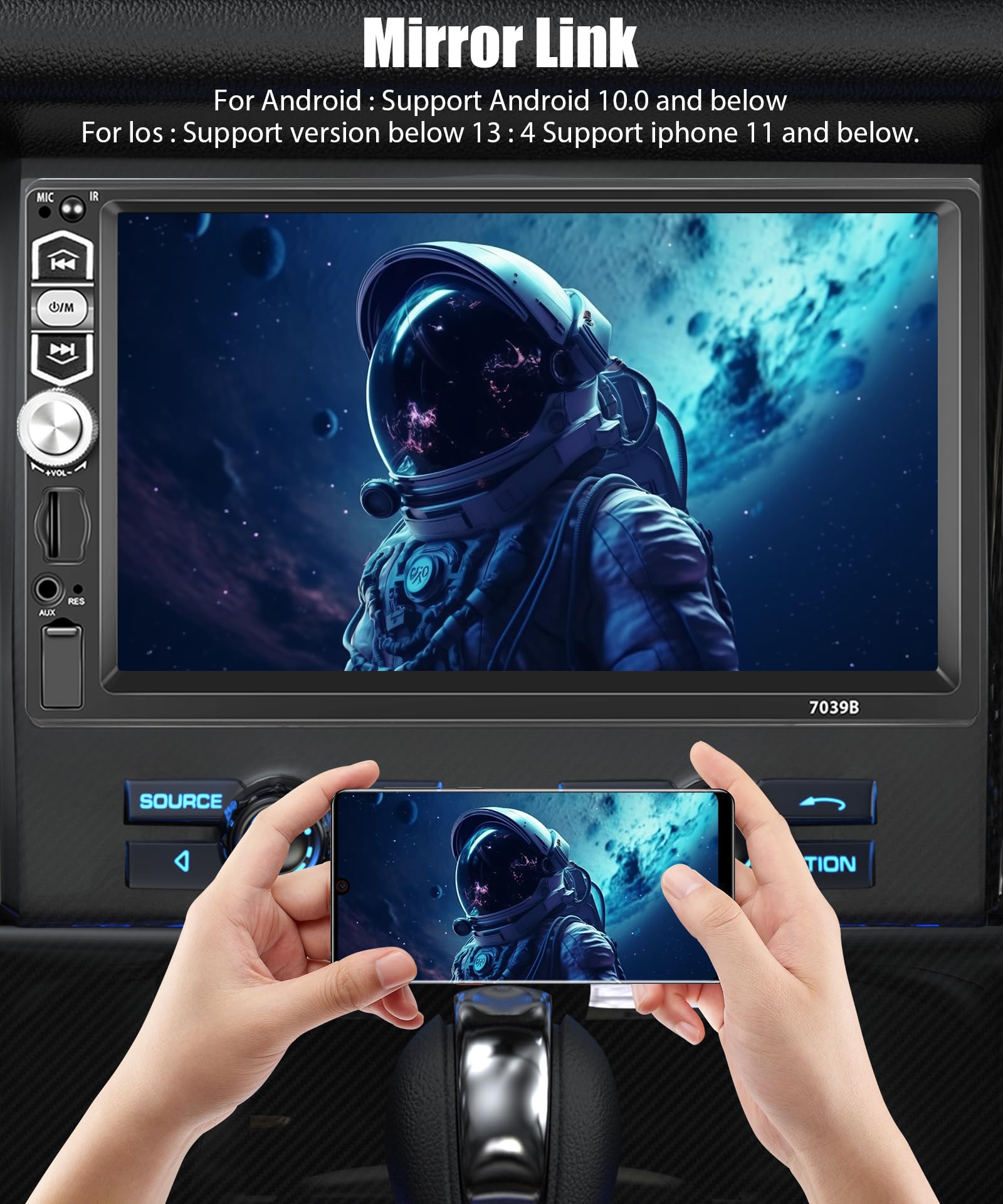 Hodozzy Single Din Car Stereo 7 Inch Touchscreen With Carplay Android Auto Bluetooth 5.1 Car Radio 1 Din Support Mirror Link Fm