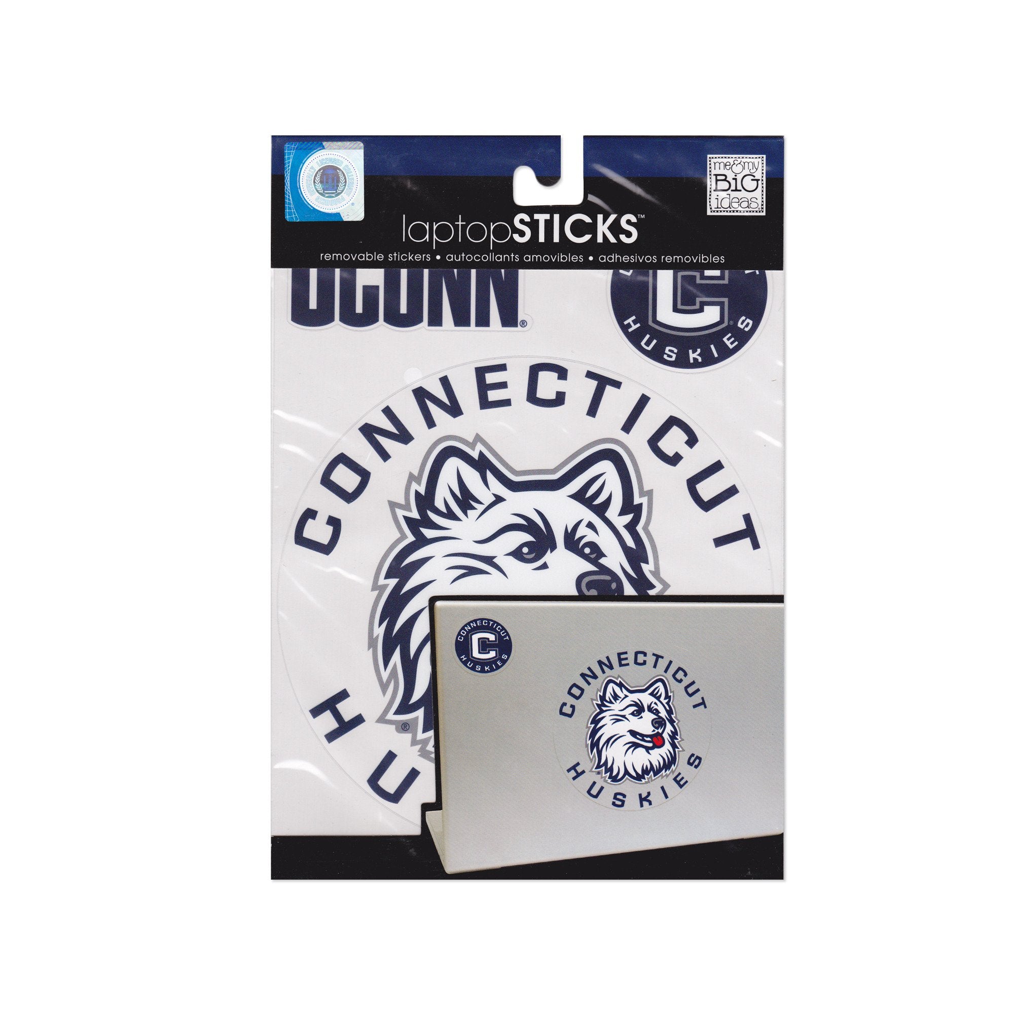 Me & My Big Ideas Laptopsticks Removable Laptop Stickers, Connecticut (Uconn) Huskies