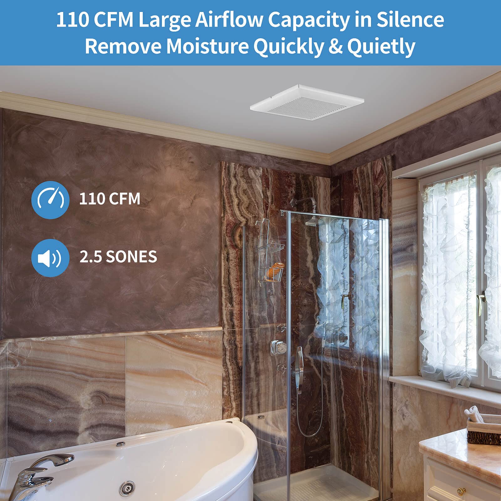 Joeaonz Bathroom Fan 110 Cfm Very Quiet With Matel Housing, Ceiling Mount Exhaust Ventilation Fan Large Air Flow Capacity, Energ