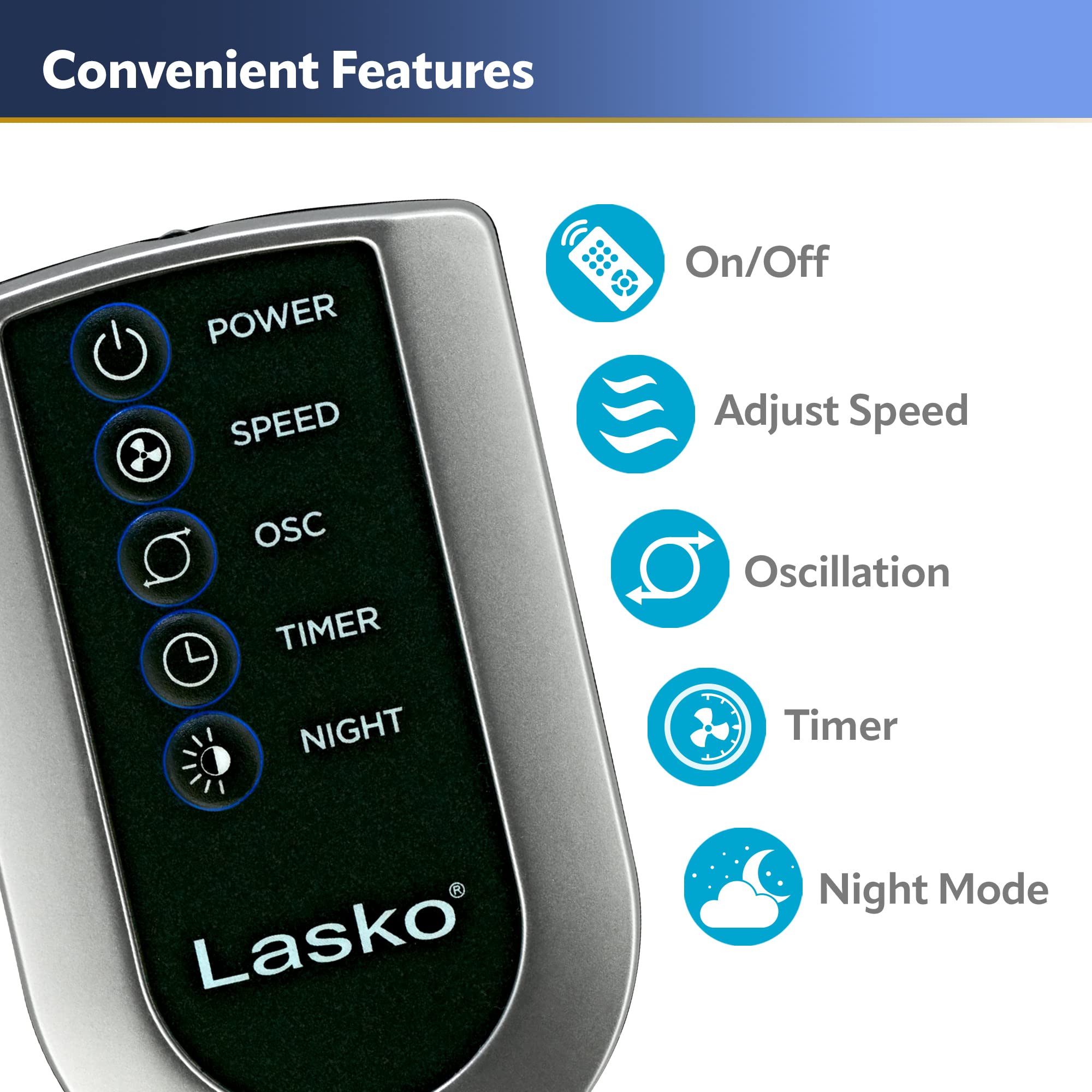 Lasko Oscillating Tower Fan, Quiet Fans With Remote, For Bedroom, Living Room, Office, Tower Fan With Remote, 3 Speed Timer, 42�, Silver T42951