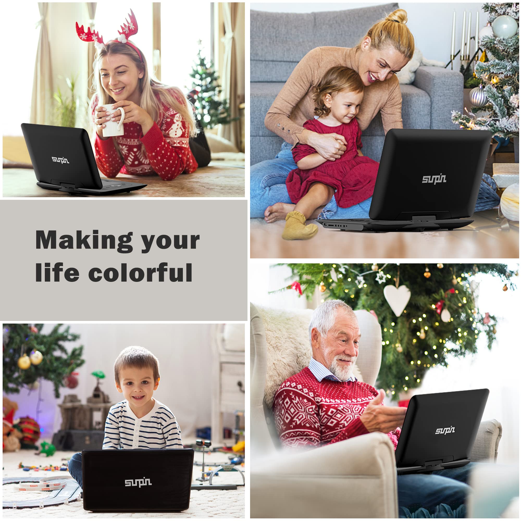 16.9''Portable Dvd Player With 14.1''Hd Large Screen,Kids Dvd Players,Unique Extra Button Design,Portable With 5 Hrs Rechargeabl