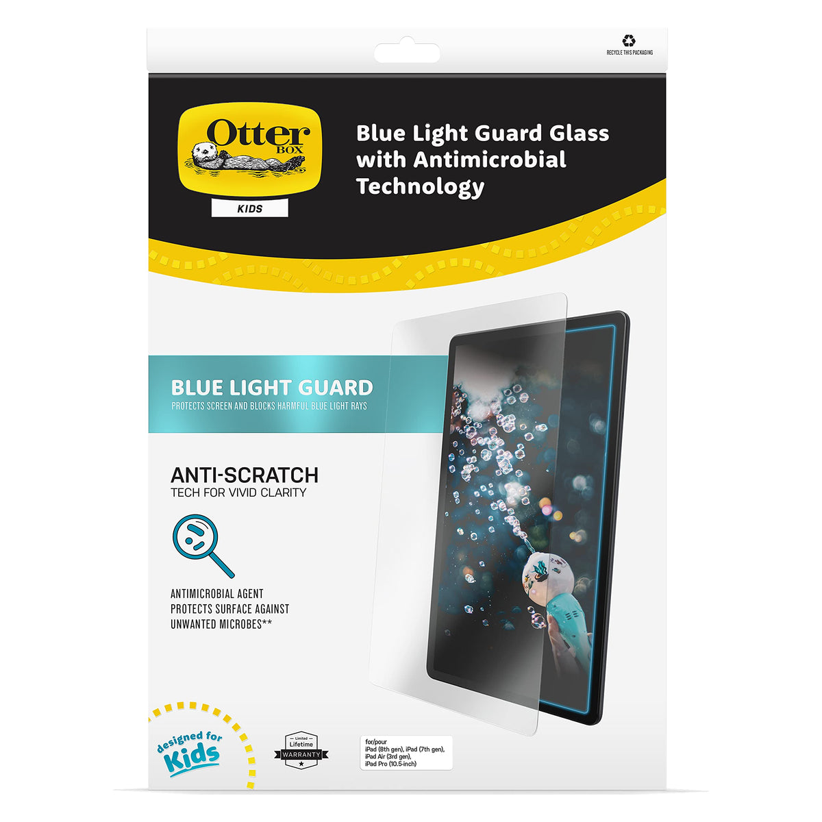 Otterbox Made For Kids Blue Light Screen Protector With Antimicrobial Technology For Ipad 8Th & 7Th Gen (10.2'' Display   2020 &