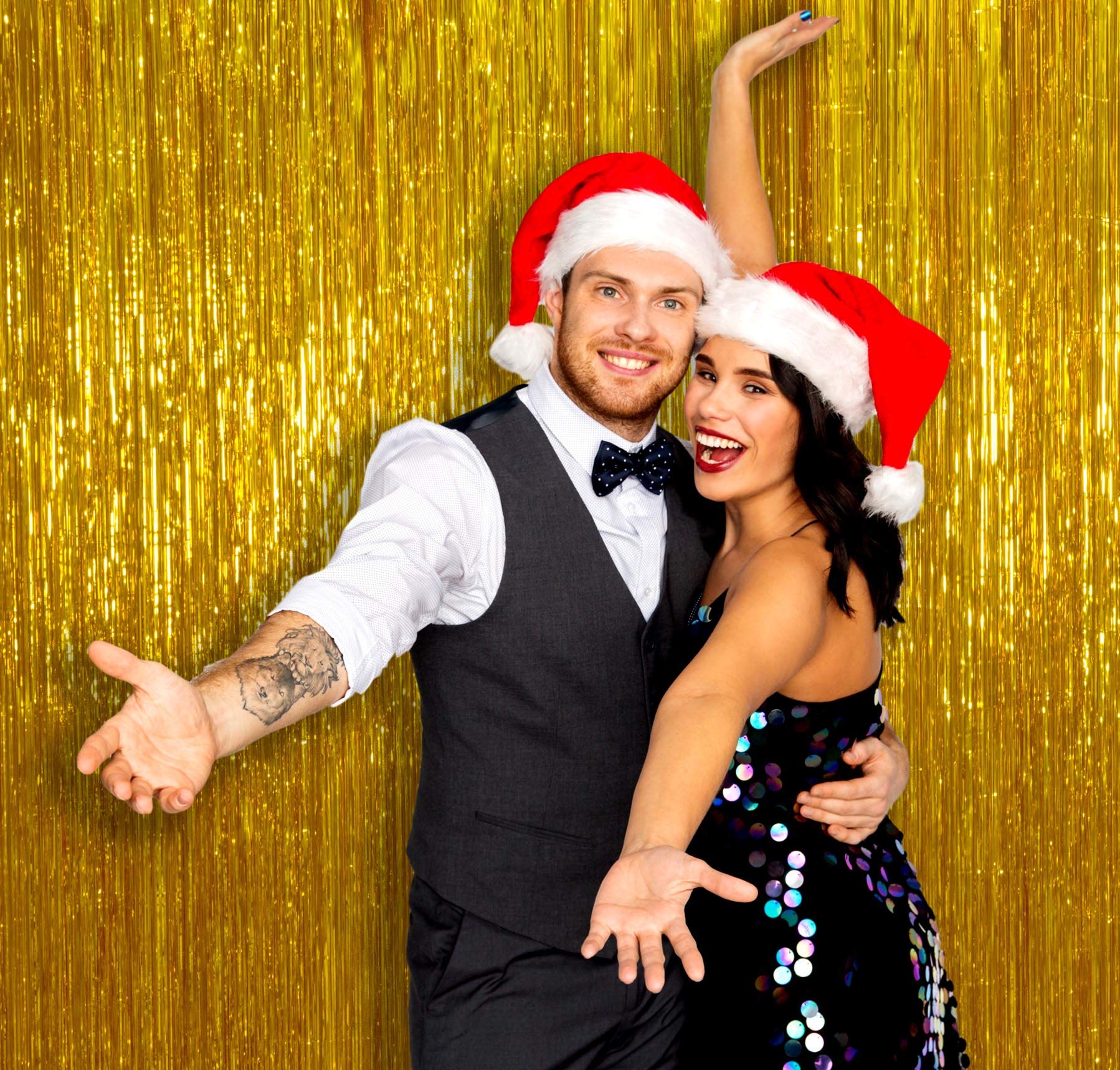 Golden Metallic Fringe Tinsel Curtains Foil Shiny Gold 3 Pack Photo Booth Props 3 Ft X 8 Ft New Years Eve Photo Backdrop Christm