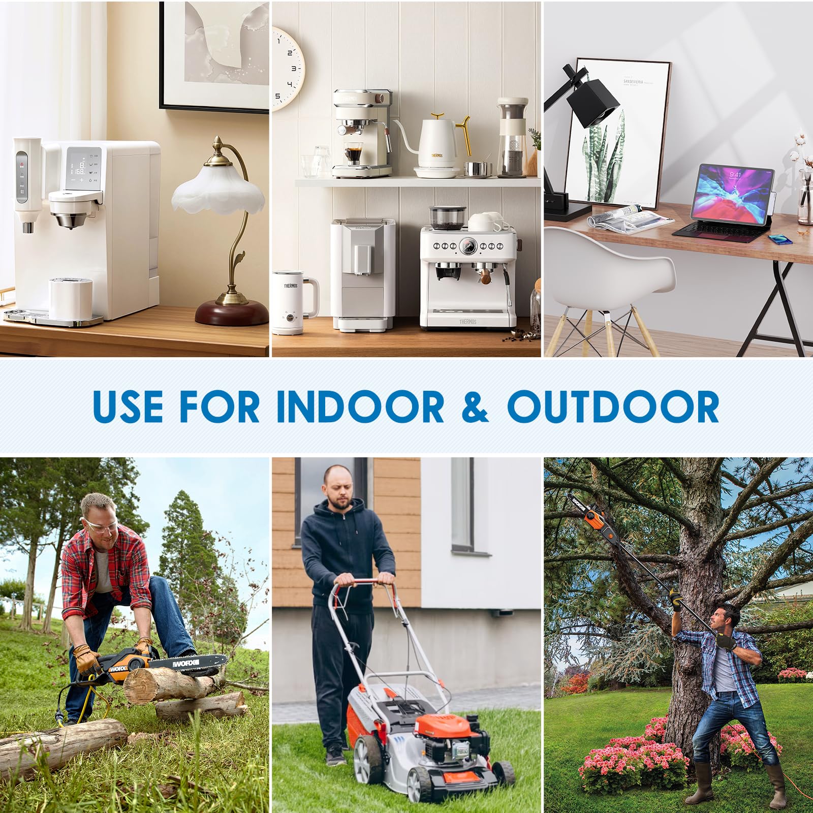 Kasonic 1.5 Ft Extension Cord With Switch, 14/3 Awg Gauge 1875W/15A Grounded Outlets 3 Prong Plugs With Safety Cover, Heavy Duty