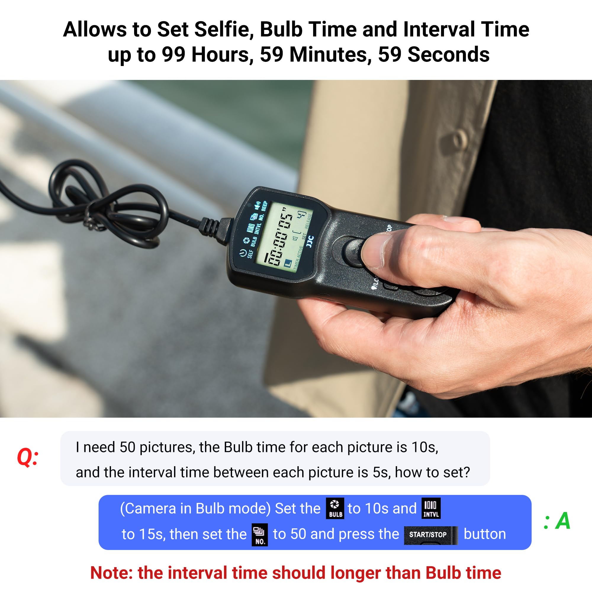 Jjc Intervalometer Timer Remote Shutter Release Time Laspe For Nikon Z8 Z9 D850 D810A D810 D800 D800E D700 D500 D5 D4 D4S D3 D3S