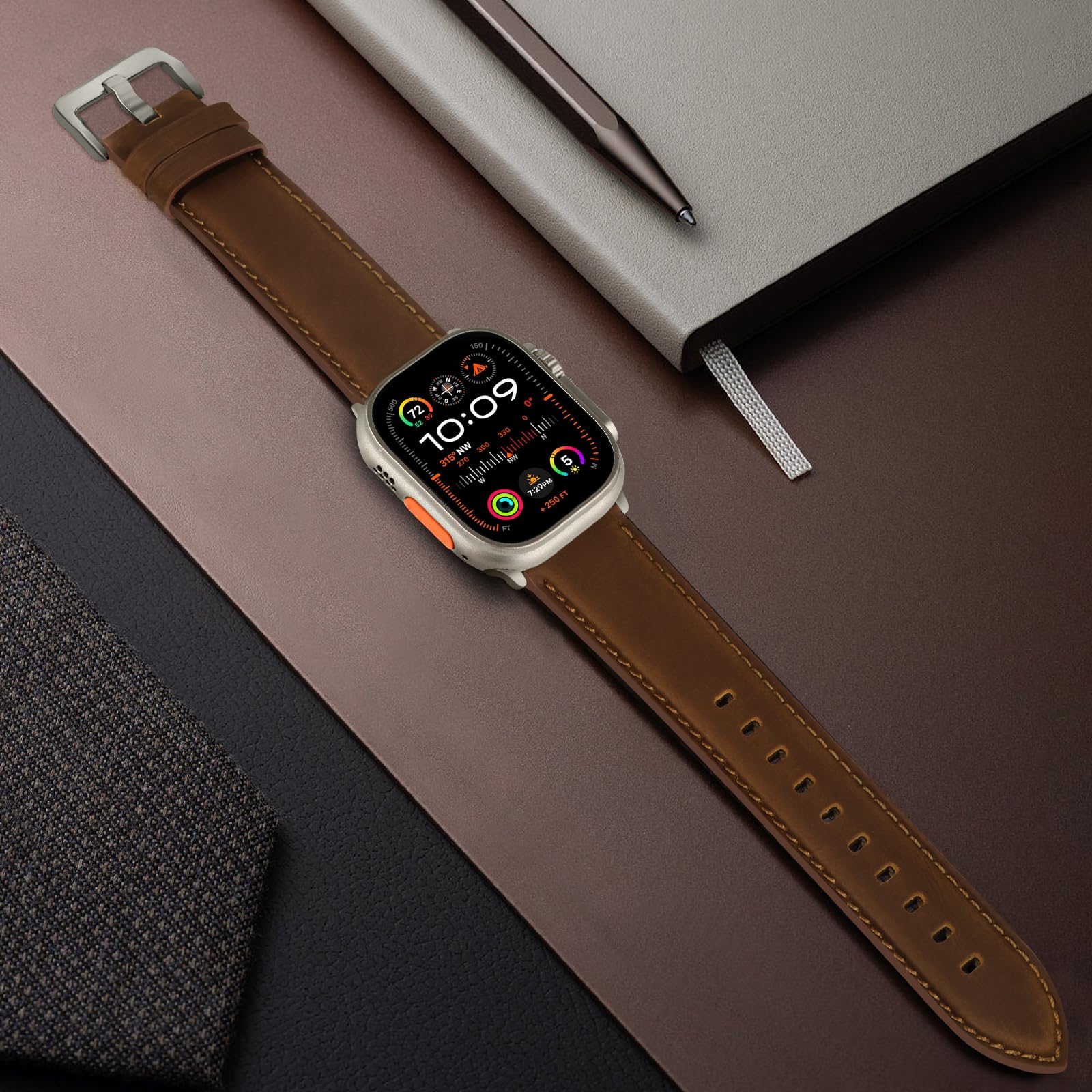 Loirnbr Compatible With Apple Watch Ultra 2/Ultra Band 49Mm 45Mm 44Mm 42Mm, Men Women Genuine Leather Band Strap For Iwatch Band