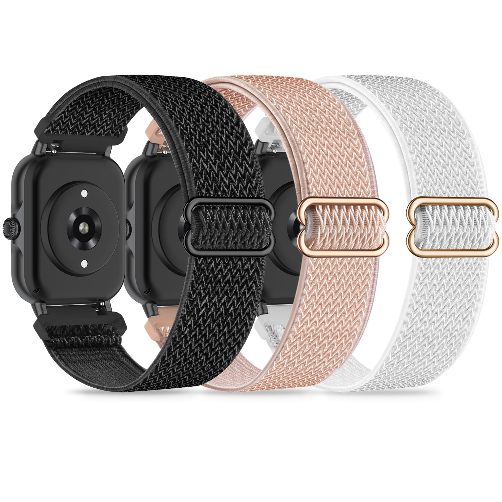 3 Pack Stretchy Nylon Bands Compatible With Woneligo/Fitpolo Smart Watch Idw13, 22Mm Soft Elastic Straps For Enomir Idw19/Milouz