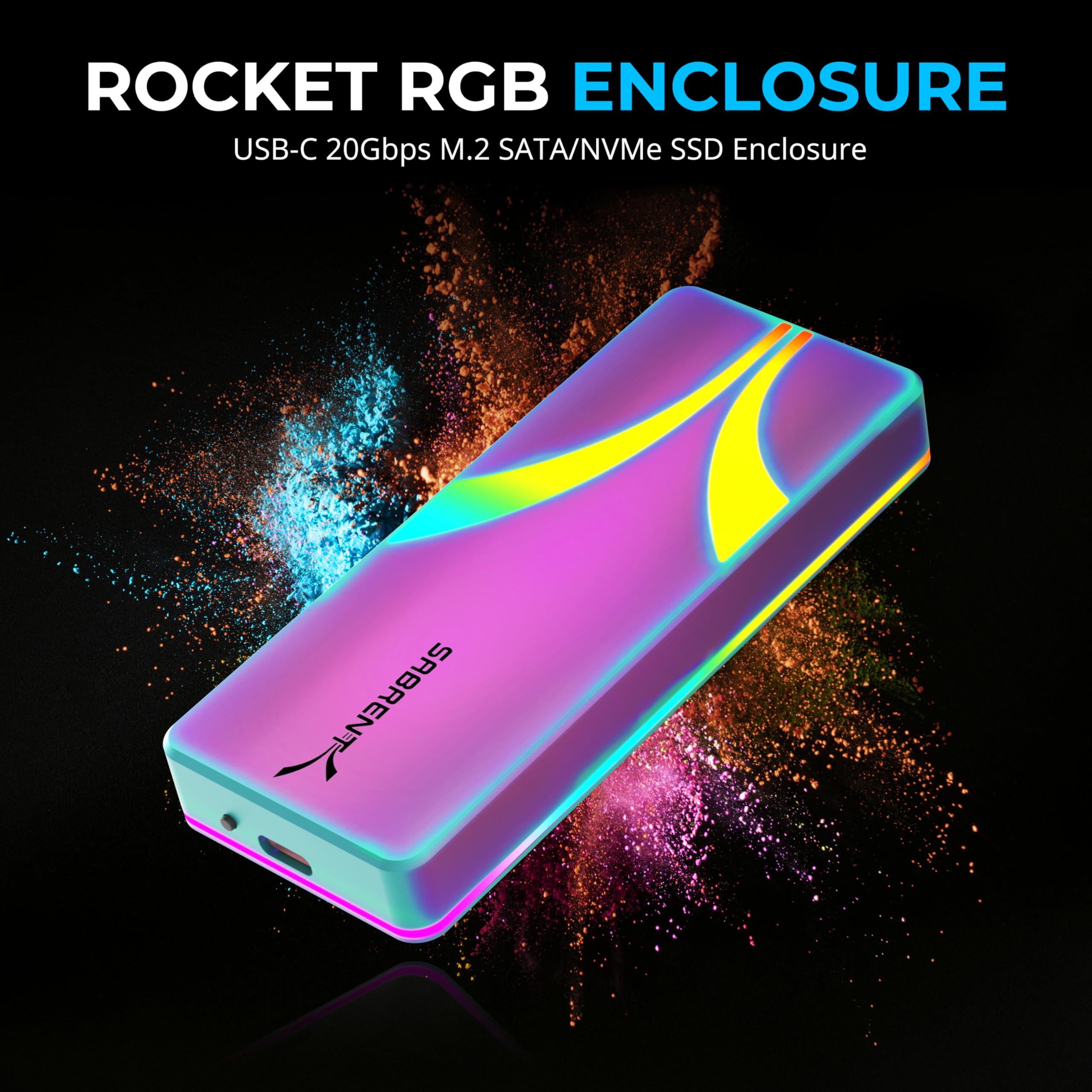 Sabrent Rocket Rgb Usb C 20Gbps M.2 Sata/Nvme Ssd Enclosure   Special Edition (Ec Rgbc)
