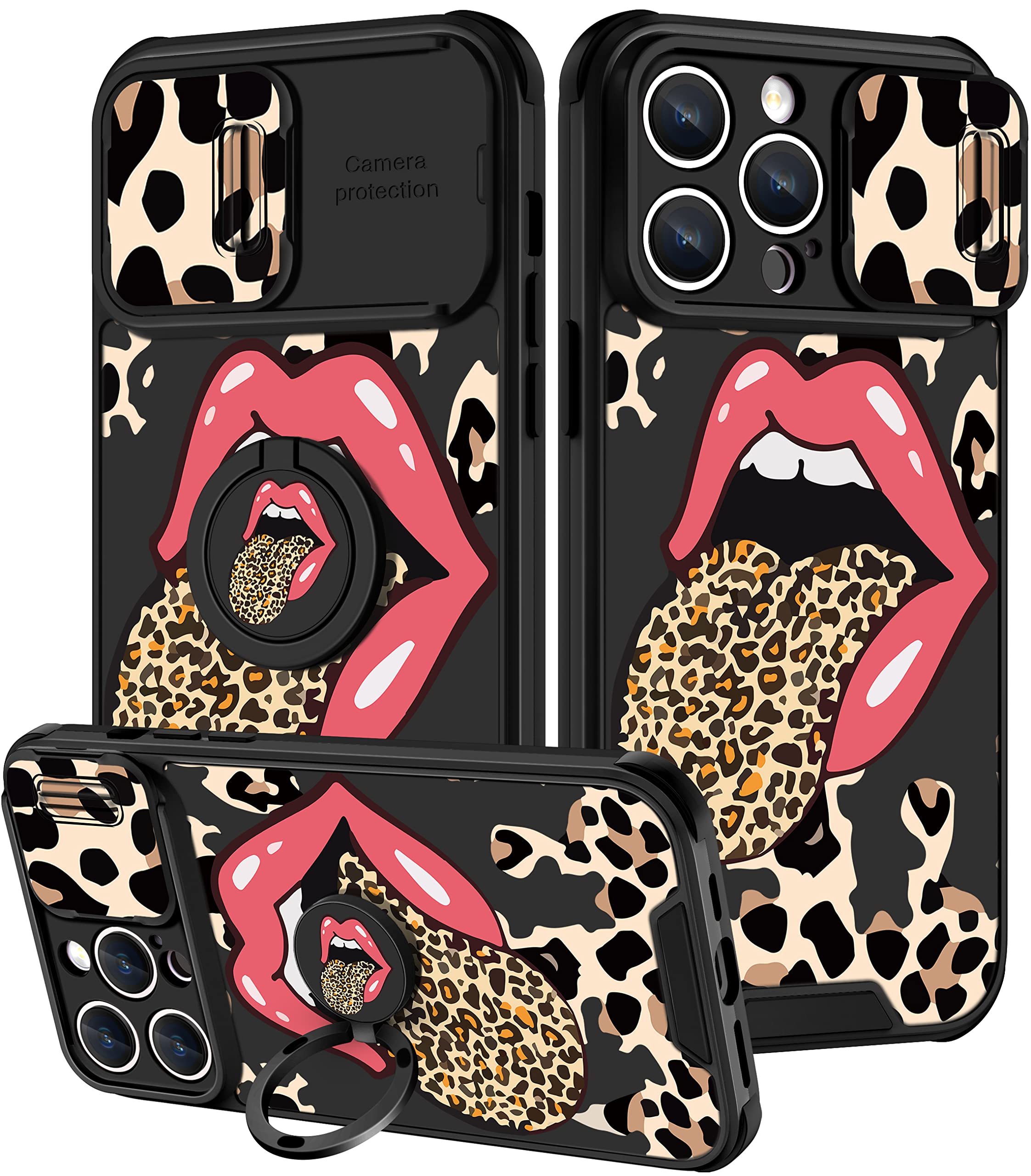 Goocrux (2In1 For Iphone 14 Pro Max Case Leopard Print For Women Girls Phone Cover Cute Cheetah Print Animal Design With Slide C