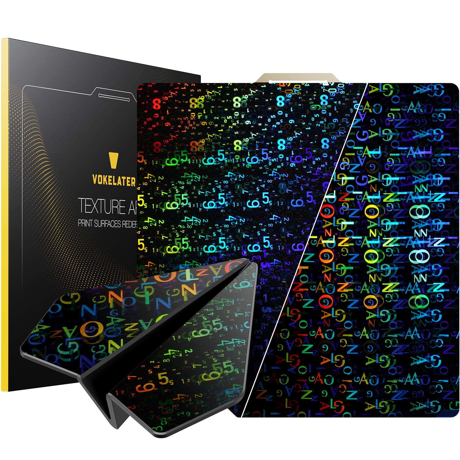 Vokelater 3D Printer Build Plate Pen Sheet For Bambu Lab X1/X1C/X1E/P1P/P1S/A1, Number + Letter Dual Texture 257X257Mm, Flexible