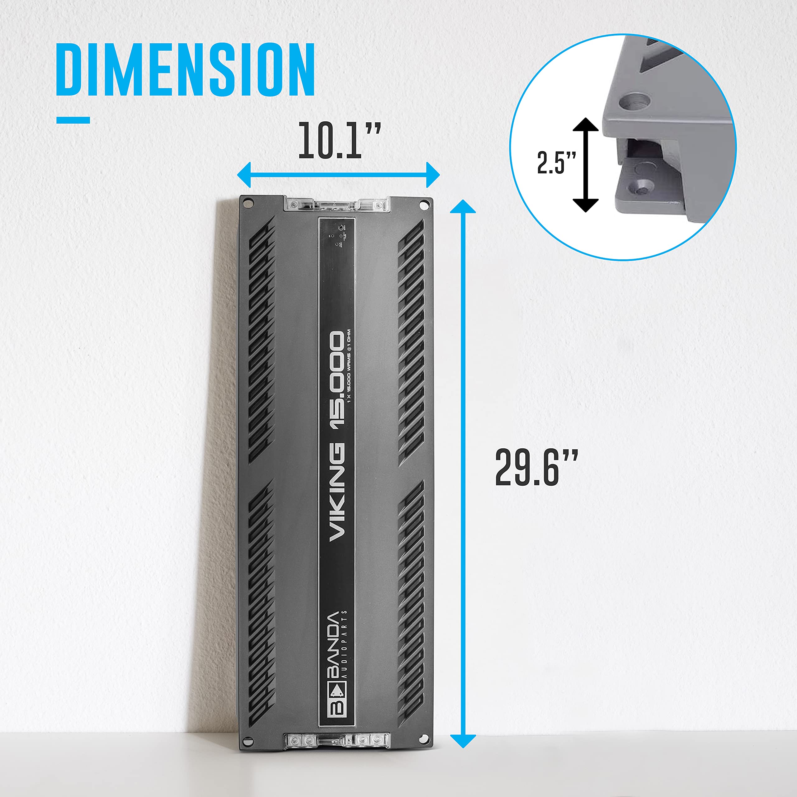 Banda 1 Channel Vehicle Audio Bass Amplifier   High Powered Mono Bass Amplifier W/Subsonic Filter And Low Pass Filter Stable At