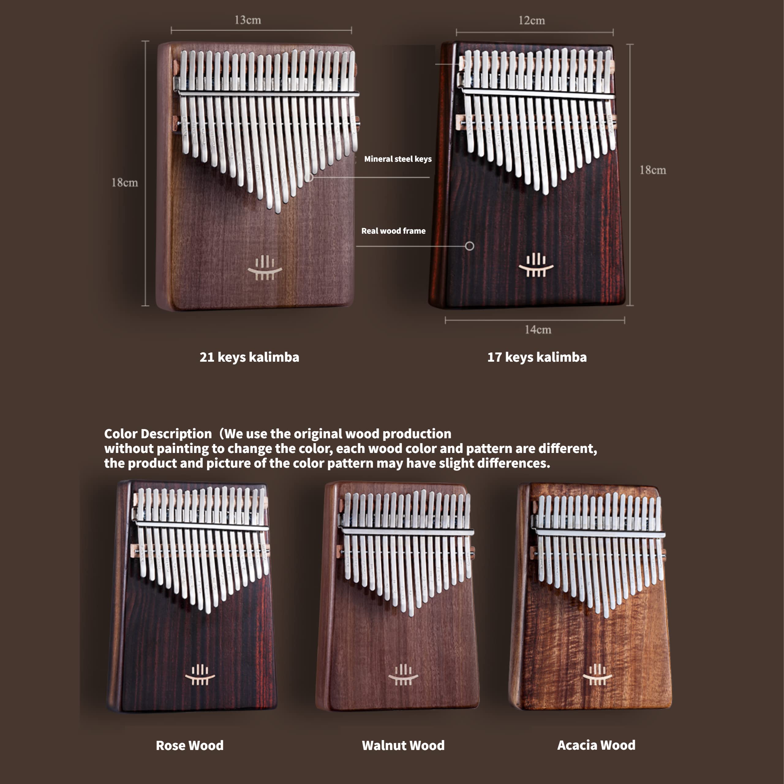 Hluru Kalimba Thumb Piano (21 Keys Walnut Wood)