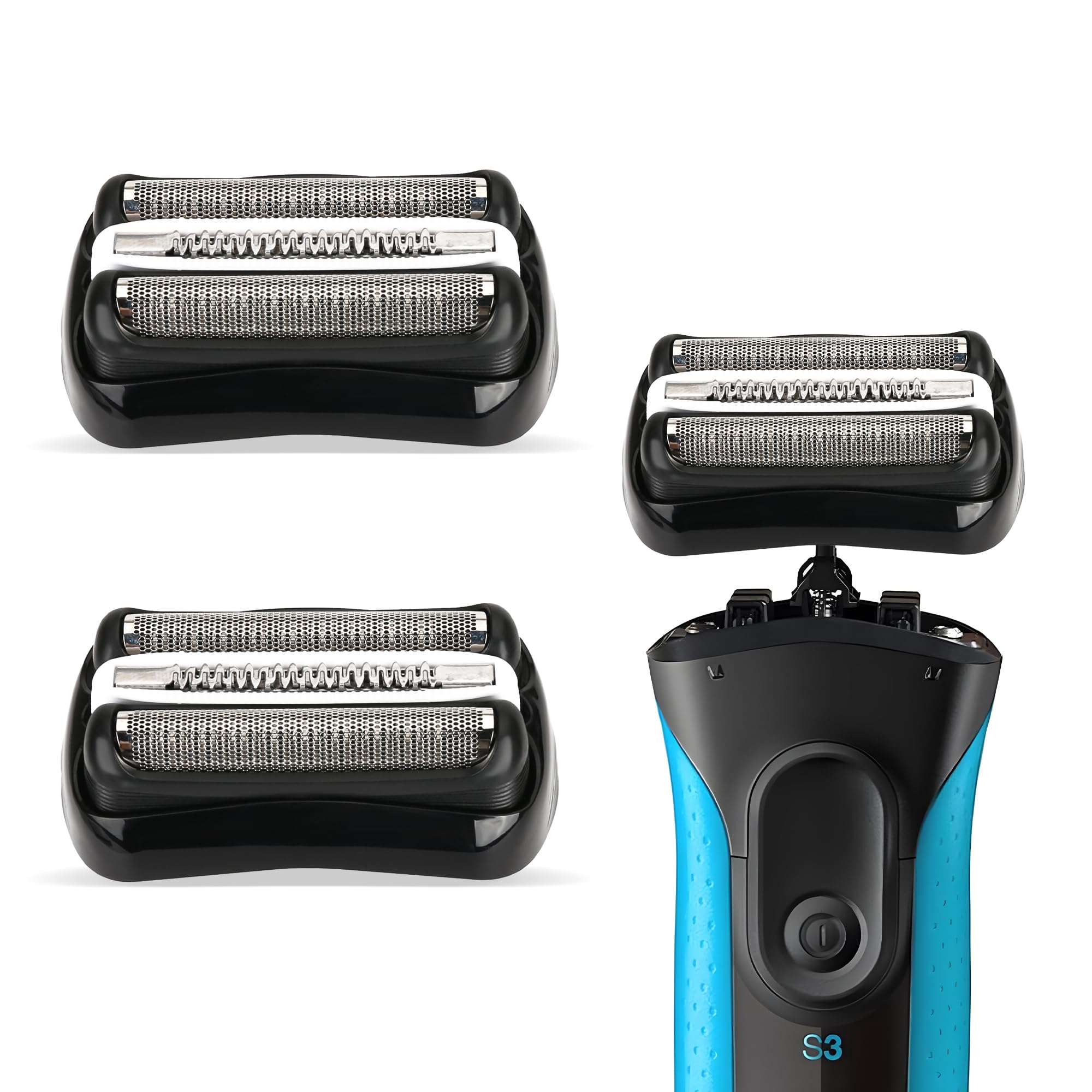2Pack 32B Series 3 Electric Shaver Replacement Head Accessories For Braun S3 Foil & Cutter Razor Heads, Applicable For Braun S3