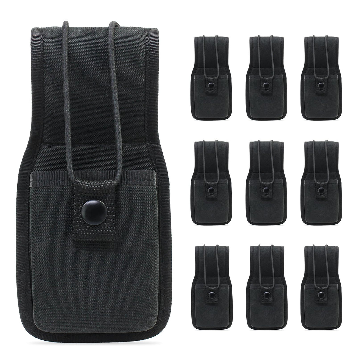 Abcgoodefg Nylon Tactical Radio Pouch Heavy Duty Military Two Way Radio Holder Holster Universal Walkie Talkie Case Bag Adjustable Storage For Motorola Mt500 Similar Models (Black, 10 Pack)