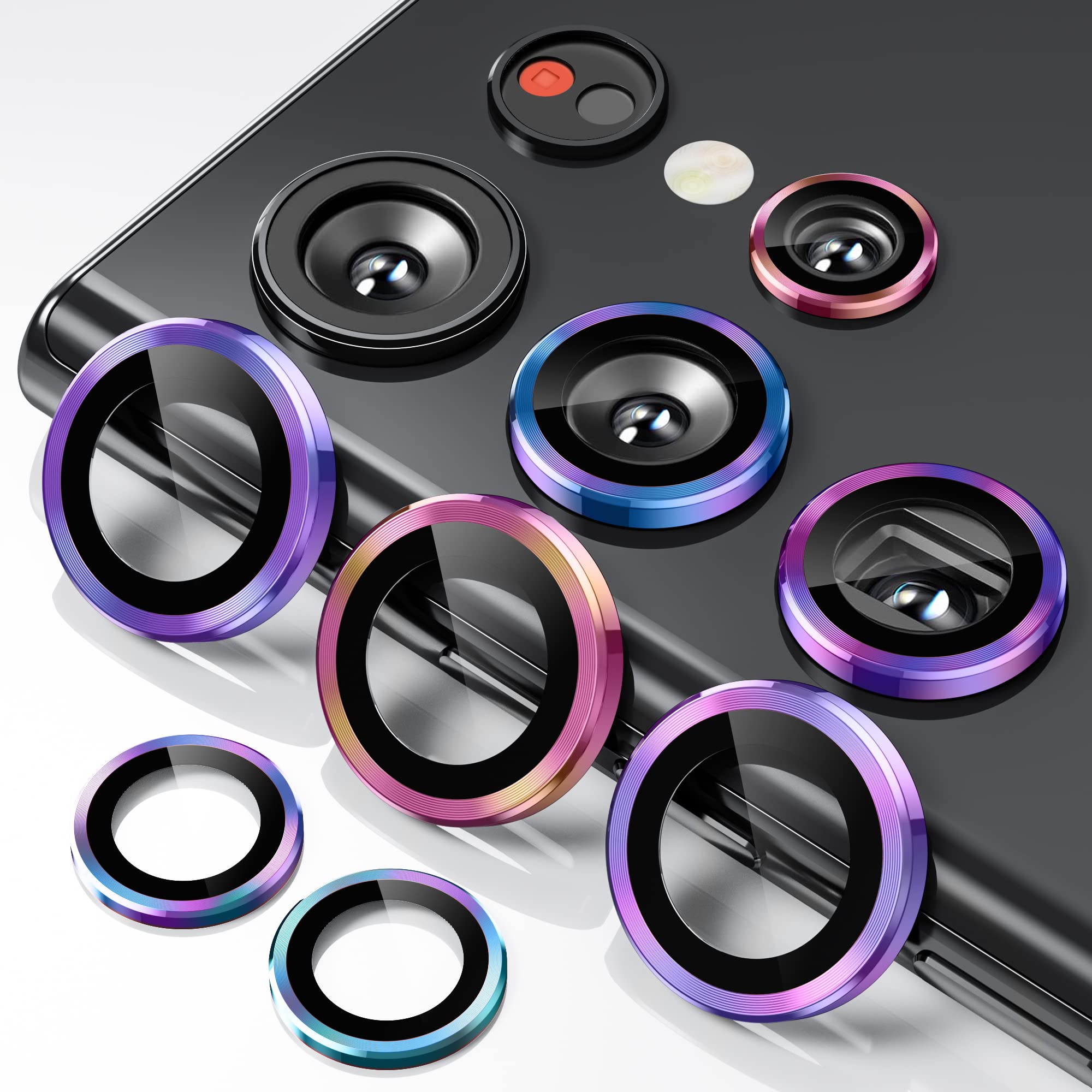 Hoerrye For Samsung Galaxy S22 Ultra Camera Lens Protector, Case Friendly, 9H Tempered Glass Anti Scratch, Space Titanium Milita