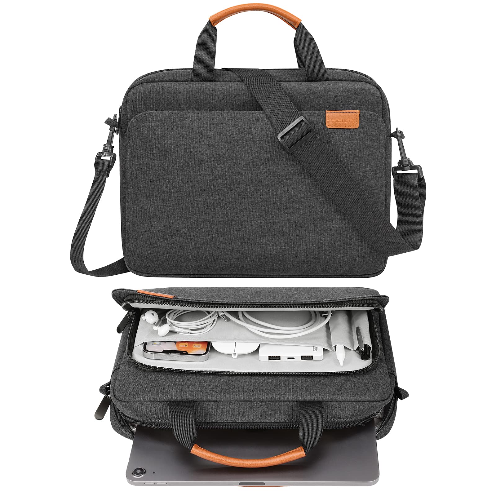 Moko 9 11 Inch Tablet Sleeve Case, Protective Handle Shoulder Bag Fits iPad Air 5/4th 10.9, iPad 10th Gen. 10.9, iPad Pro 11, iPad 9/8/7th 10.2, Tab S8/S9 11', Surface Go 2/3 10.5, Black & Gray