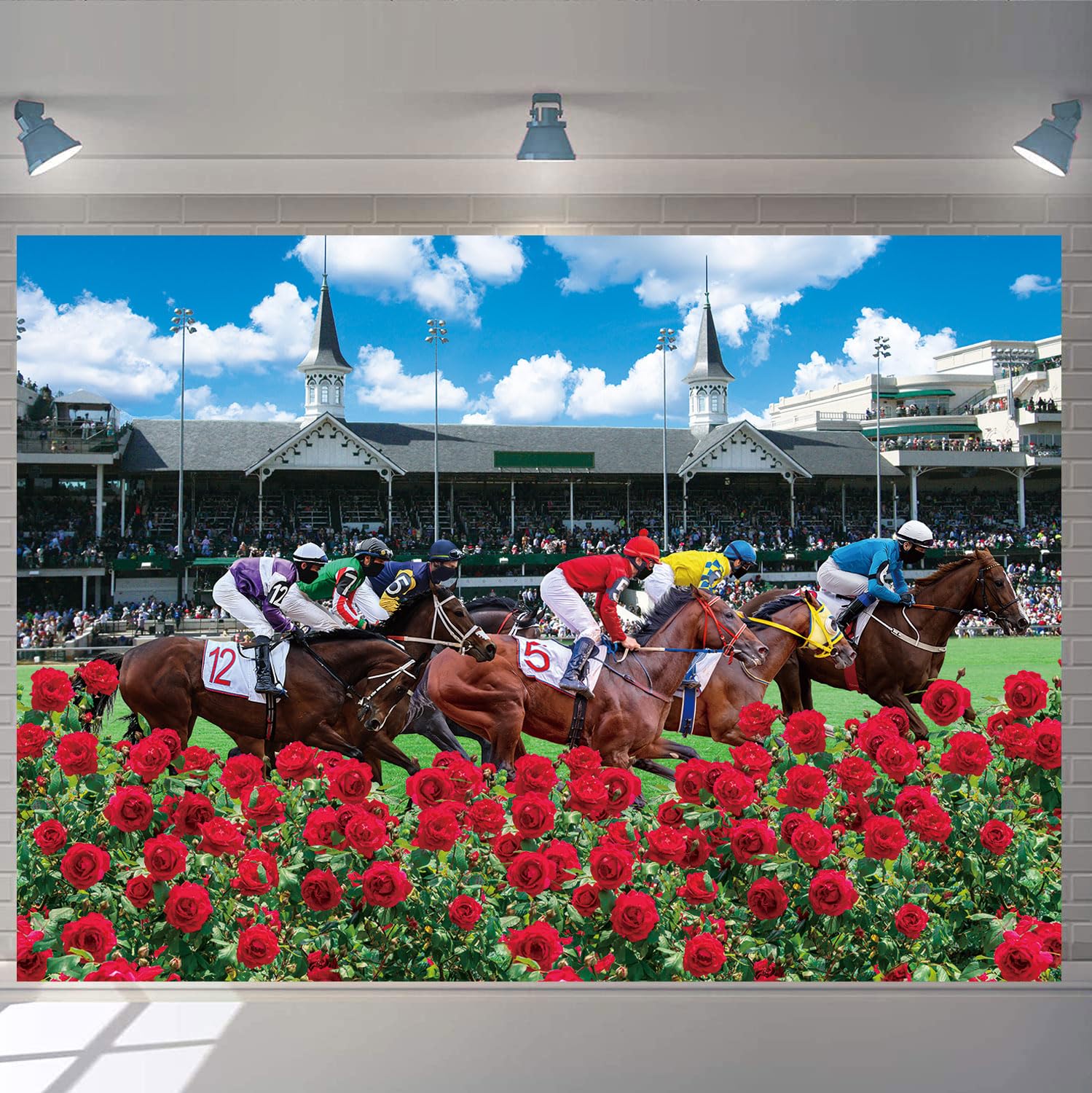 Kentucky Derby Backdrop Red Rose Garden Racecourse Photography Background Horse Racing Run For The Roses Banner Kentucky Derby P