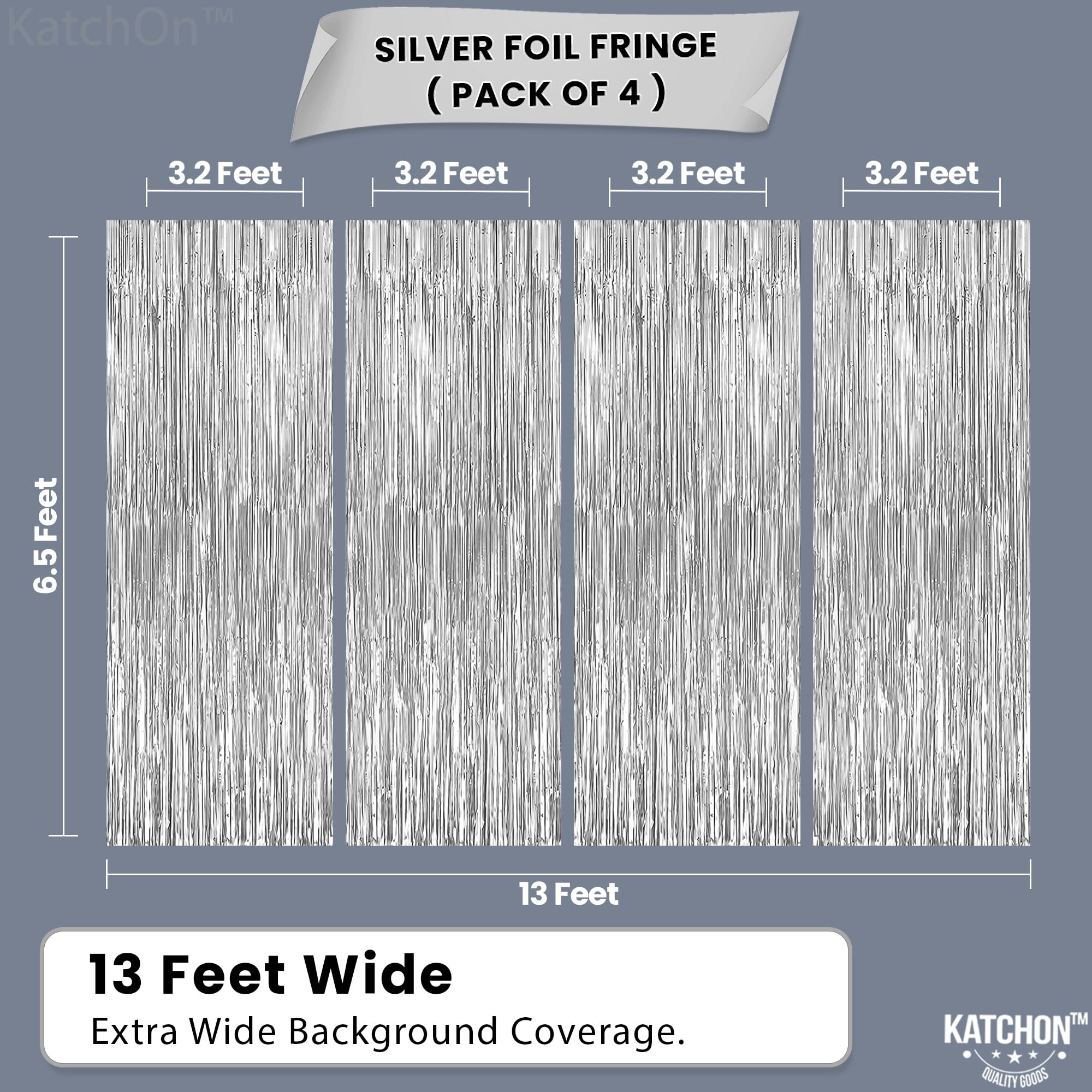 Katchon, Metallic Silver Backdrop   3.2X6.5 Ft, Pack Of 4 | Silver Streamer Backdrop | Silver Streamers, Graduation Decorations