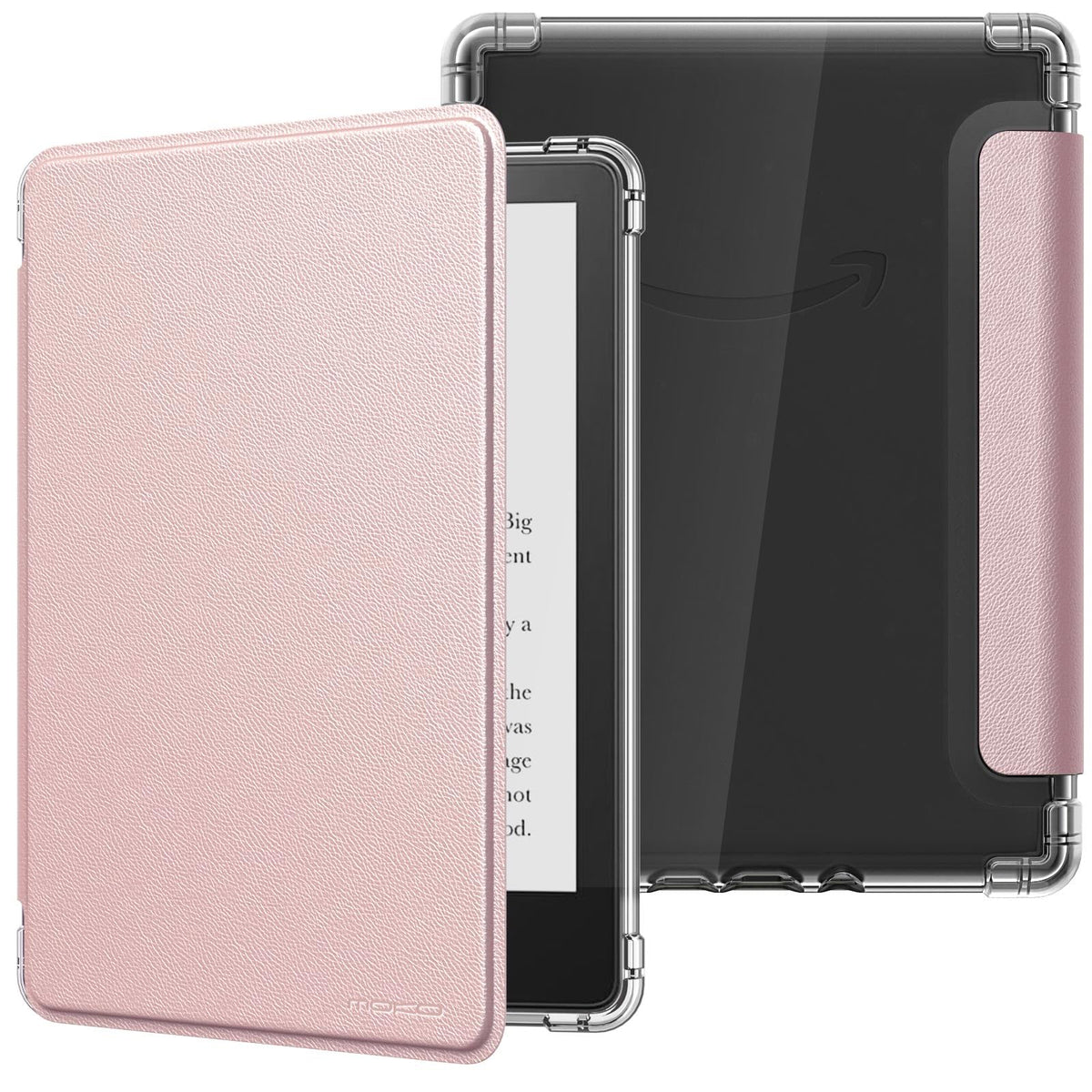 MoKo Case for Universal 6.8 Inches E Book Reader and Tablets 2021, Ultra Clear Soft Flexible Transparent TPU Back Cover Light Shell with Auto Wake/Sleep, Rose Gold