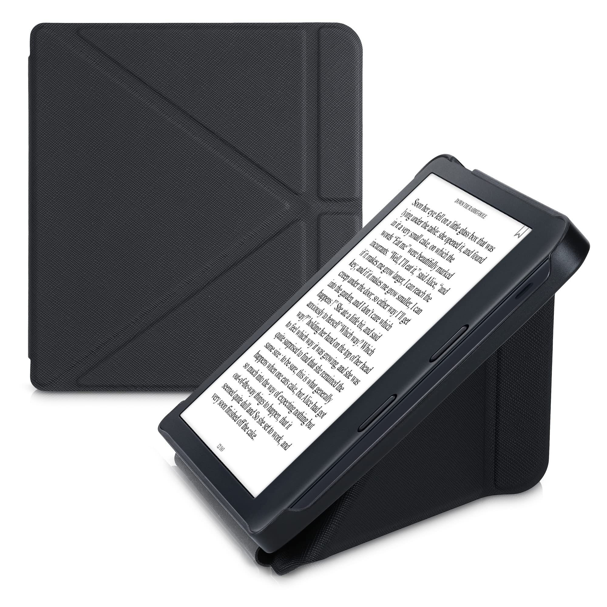 Kwmobile Origami Case Compatible With Kobo Libra 2 Case   Slim Pu Leather Cover With Stand   Black