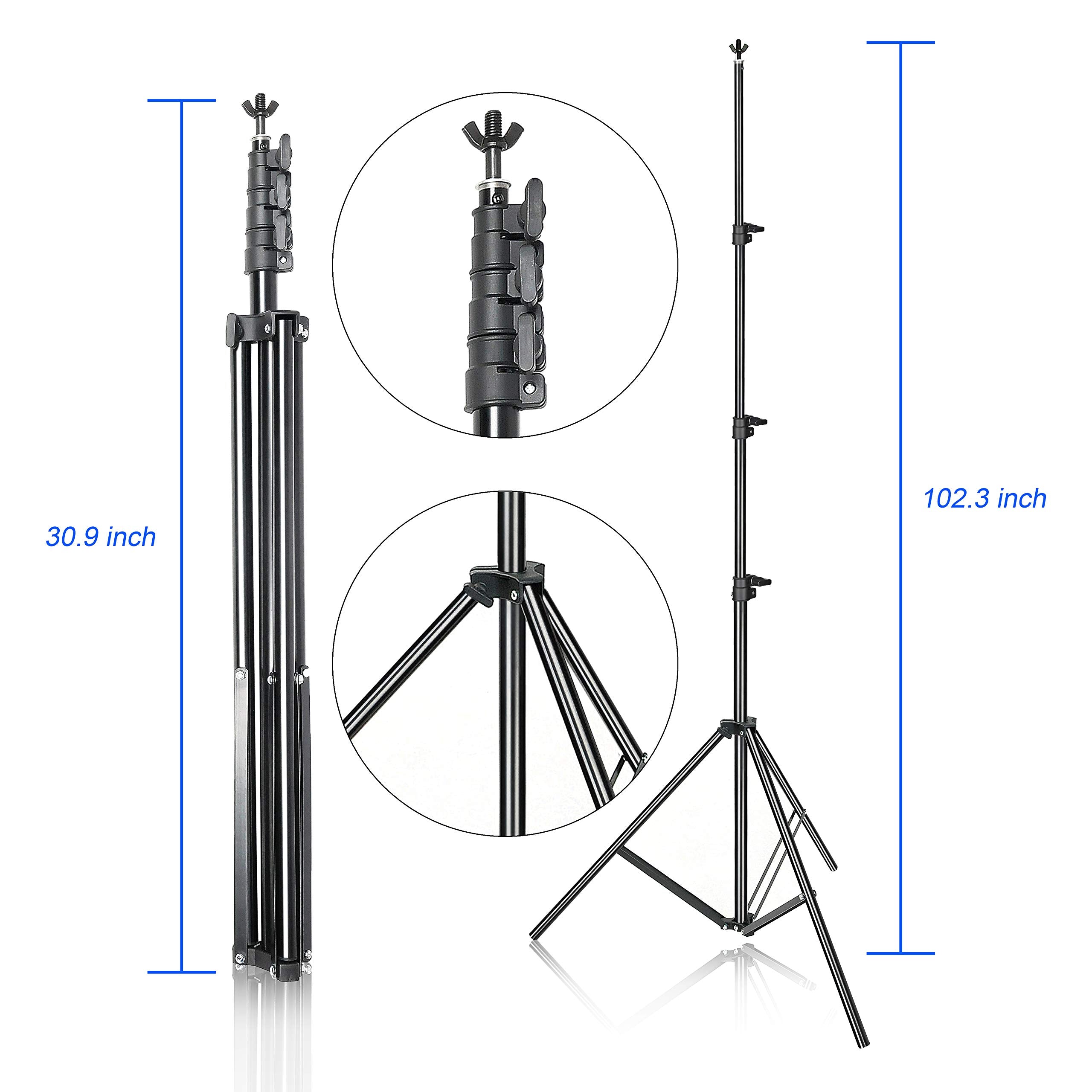 Emart Photo Video Studio Backdrop Stand Kit, 8.5X10Ft Adjustable Photography Greenscreen Support System With 3 Polyester Backgrounds For Photoshoot (Black White Green)