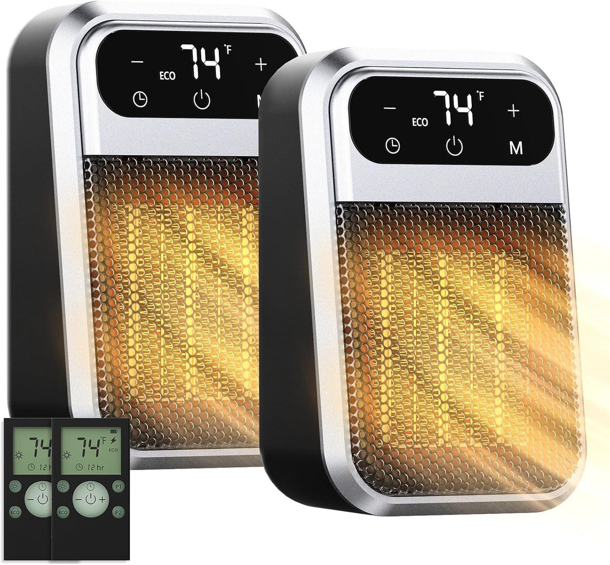 800W Wall Outlet Space Heater With Remote, Small Plug In Electric Heater Led Display With Adjustable Thermostat And Timer For Rv