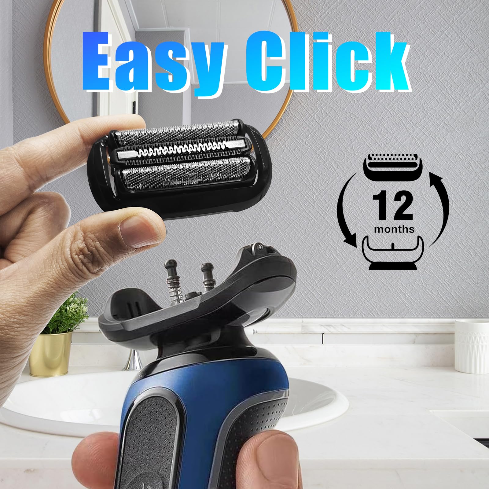 53B Electric Shaver Head Replacement,Compatible With Braun Series 5/6 Shavers Foil 5020Cs 5018S 5035S 5049Cs 5050Cs 6020S 6040Cs