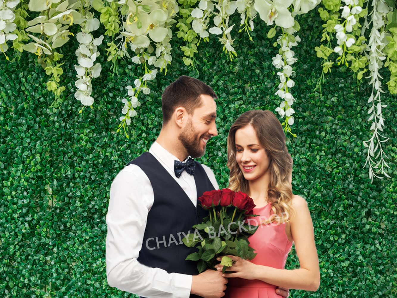 Chaiya 7X5Ft Green Leaves Backdrops Greenery Backdrop With Flowers Green Leaf White Flower Photo Backdrops Bridal Shower Backdro