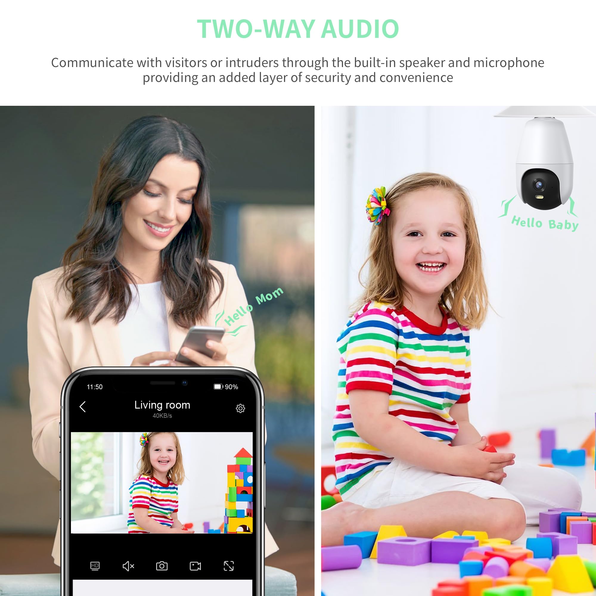 Edsace 2K Hd Wifi Light Socket Security Camera, 5G/2.4G Dual Band, Weatherproof, Auto Tracking, Full Color Outdoor Home Security