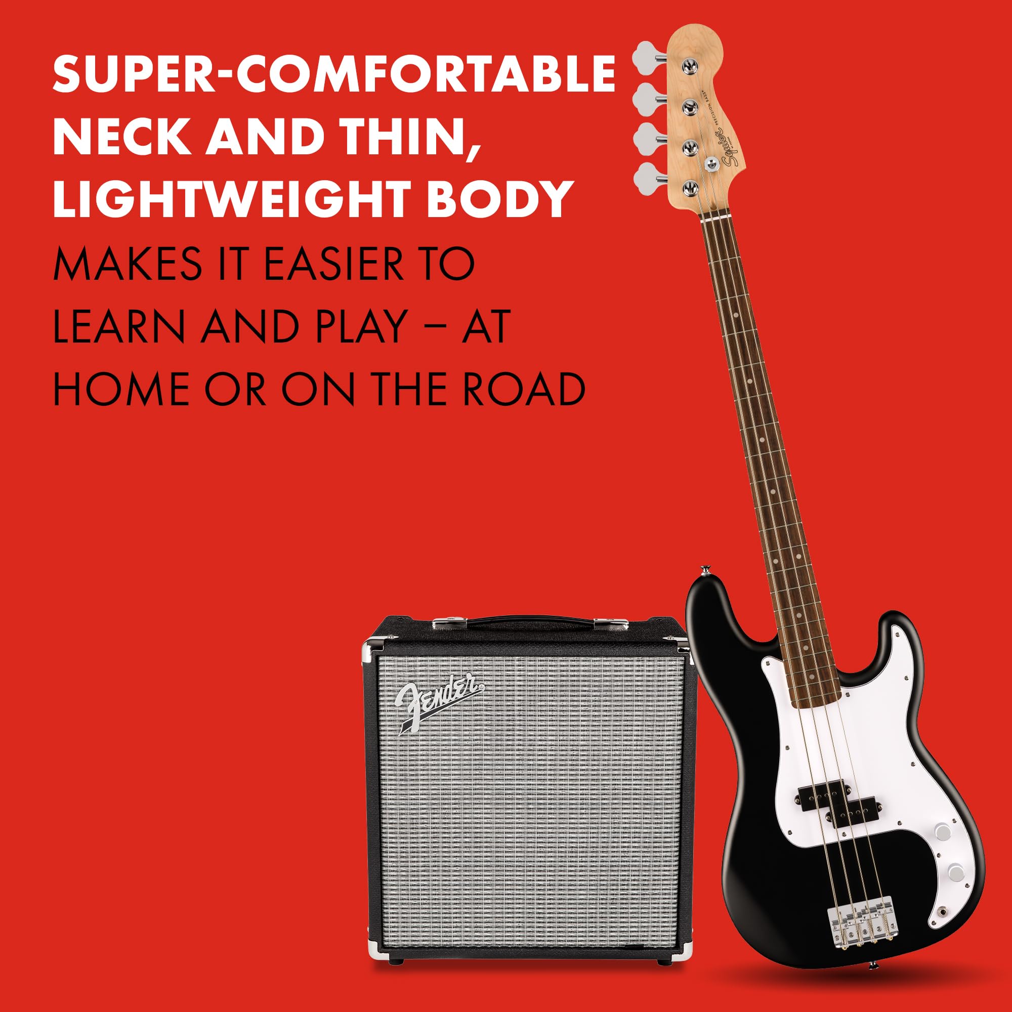 Fender Squier Debut Series Precision Bass Guitar, Beginner Guitar, With 2 Year Warranty, Includes Free Lessons, Black With Matte