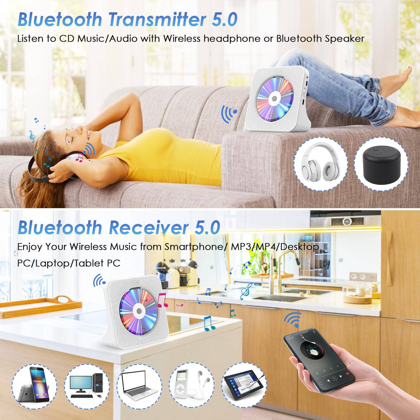 Gueray Dvd Player For Tv Cd Player For Home With Bluetooth Speakers Supports Remote Control Display Fm Radio With Usb Card Playb