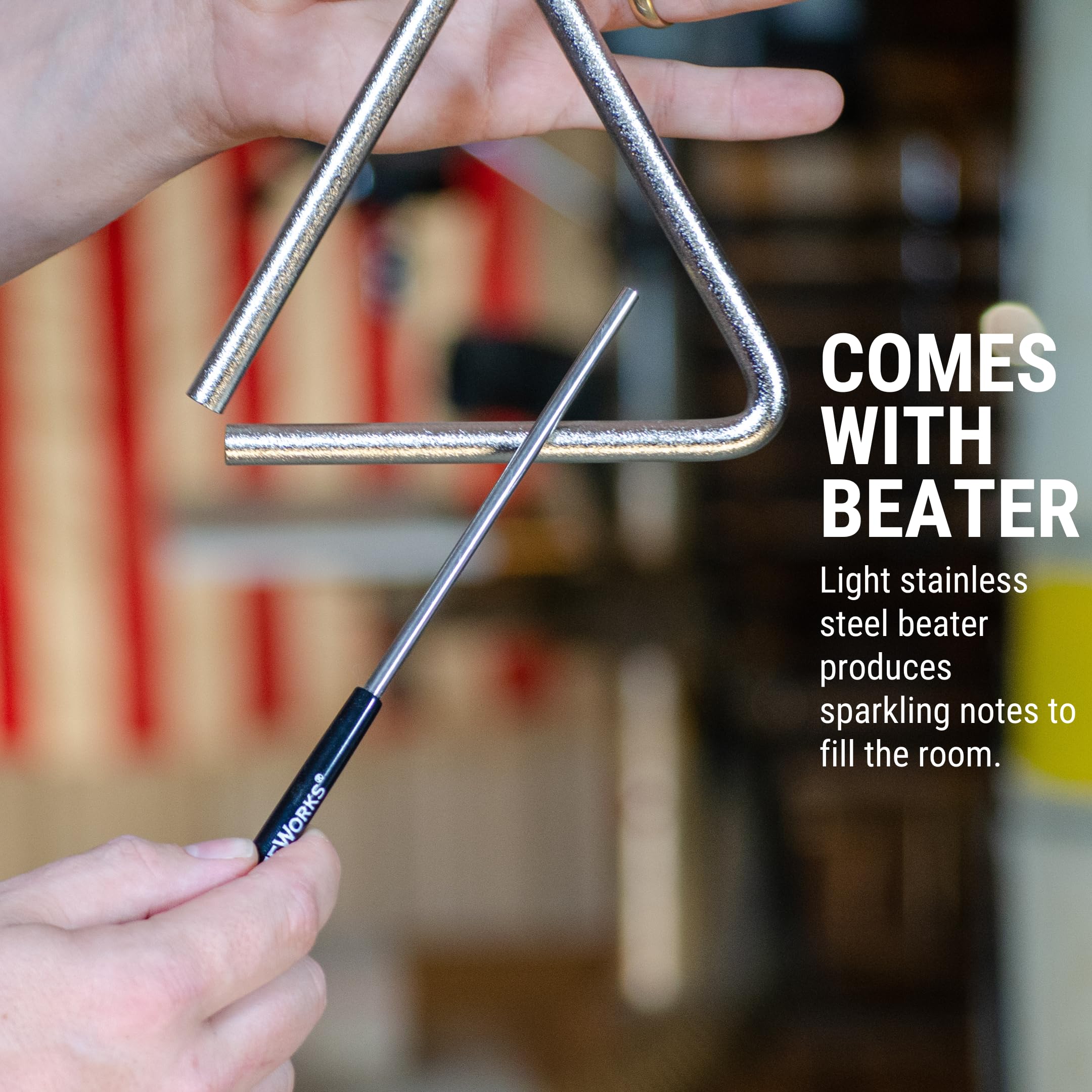 Treeworks Chimes 4'' Triangle Percussion Musical Instrument   Made In U.S.A.   With Beater/Striker And Holder, Professional Stud