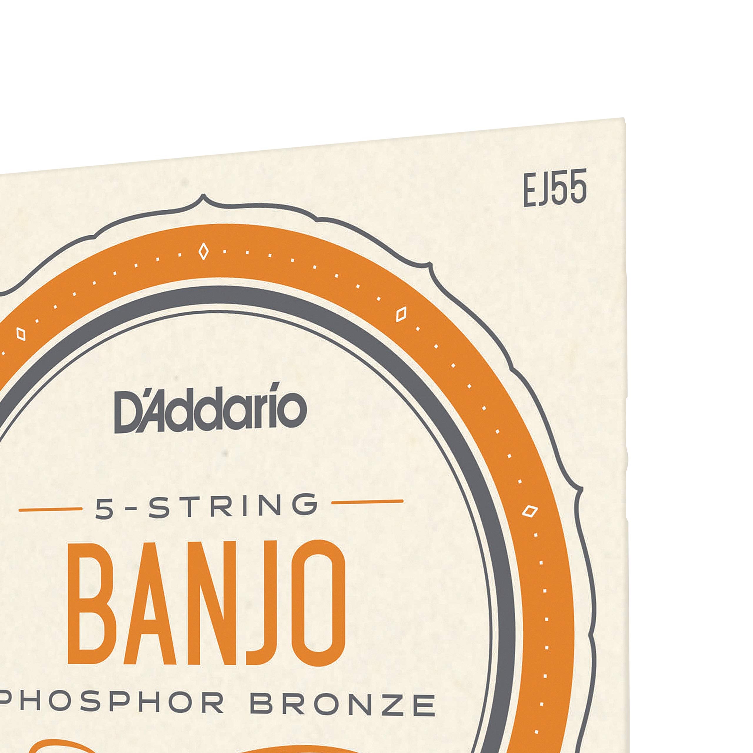 D'Addario Tenor Banjo Strings, Phosphor Bronze, Ej55, Medium Gauge 9 30, 5 String Set, Pack Of 1