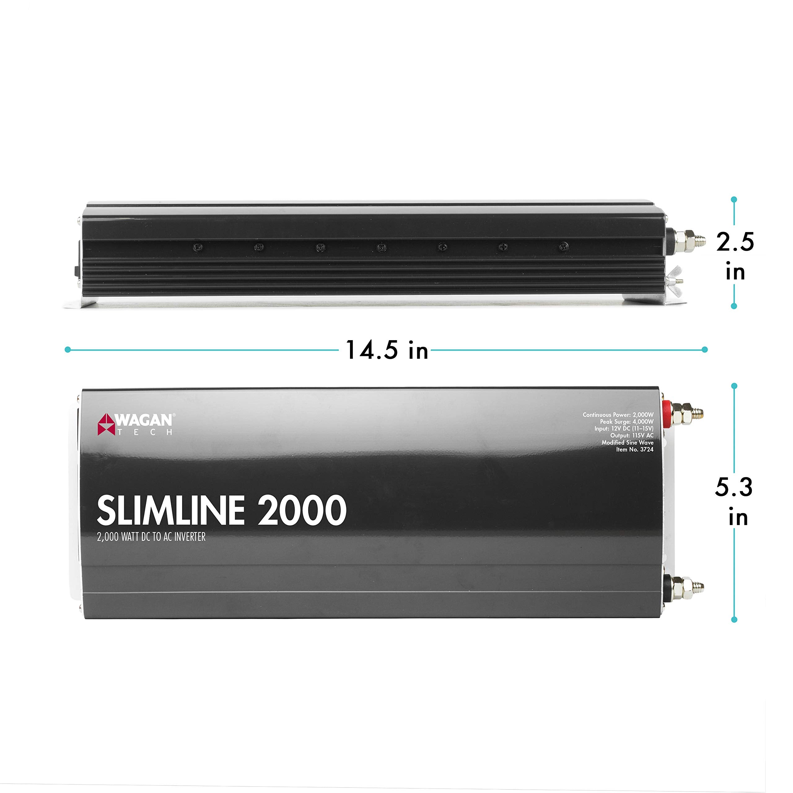 Wagan El3724 2000W Slim Line Ac To Dc Power Inverter 2000W Truerated Continuous 4500W Surge Power Dc 12V To Ac 110V Power Invert