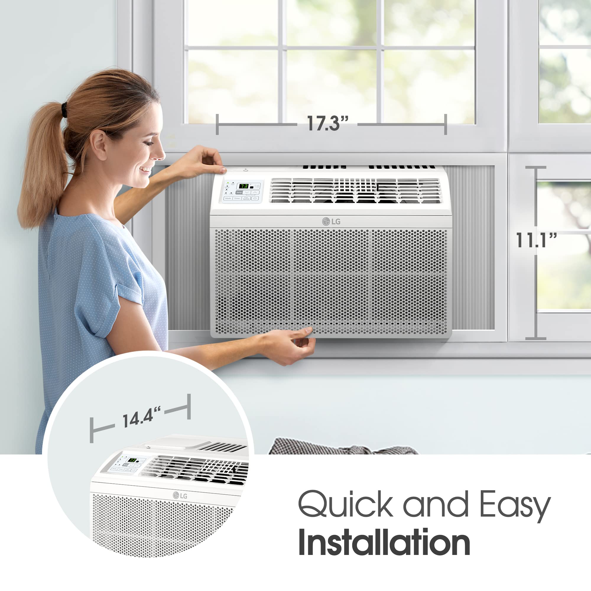 Lg 5800 Btu Window Air Conditioners [2023 New] Remote Control Ultra-Quiet Compact-Size Washable Filter Multi-Speed Fan Cools 260