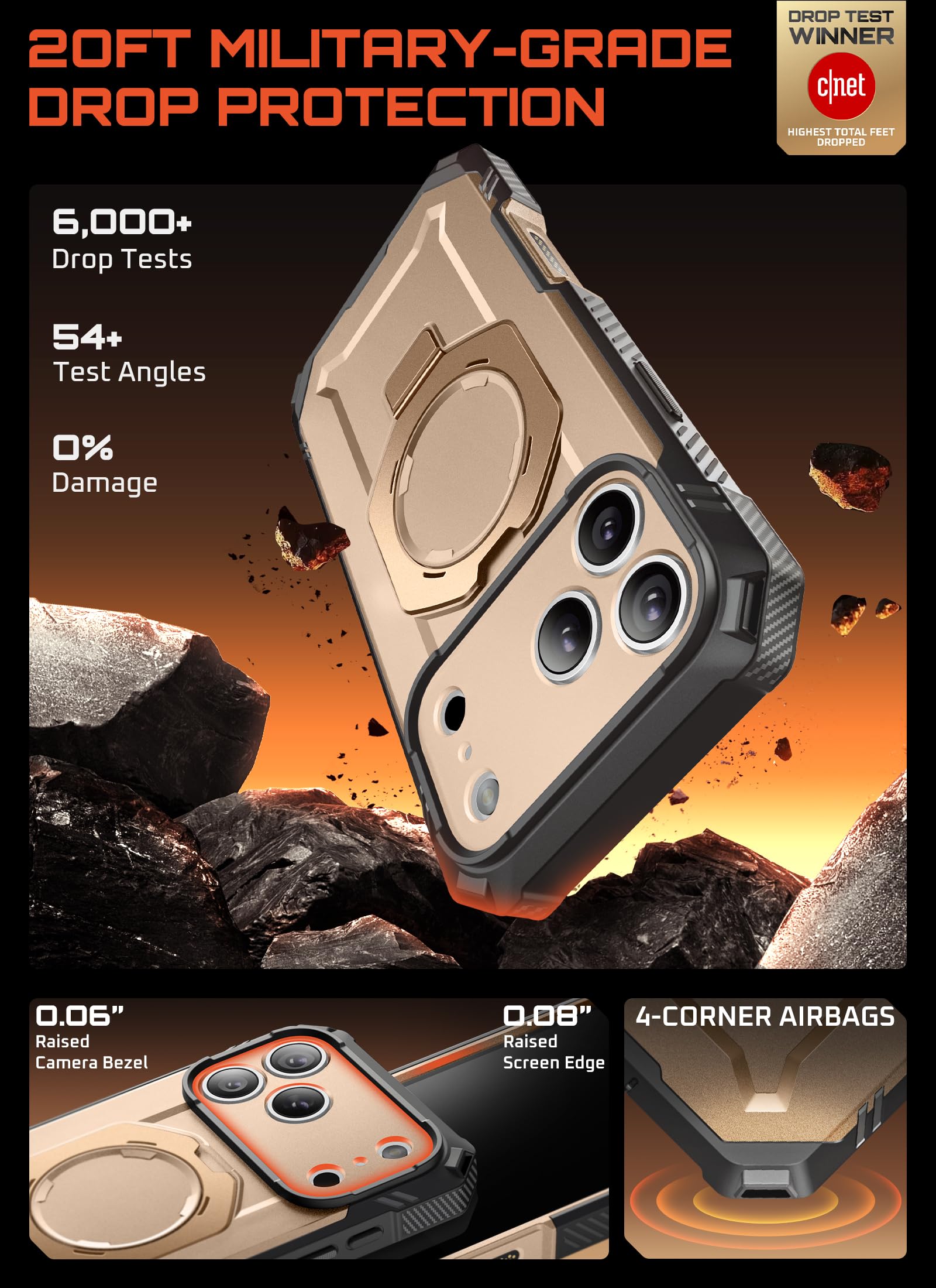 Supcase For Iphone 17 Pro Max Case (Ubgrip Pro), [Built-In Tempered Glass Screen Protector & Stand] [Camera Control Cover] [Comp