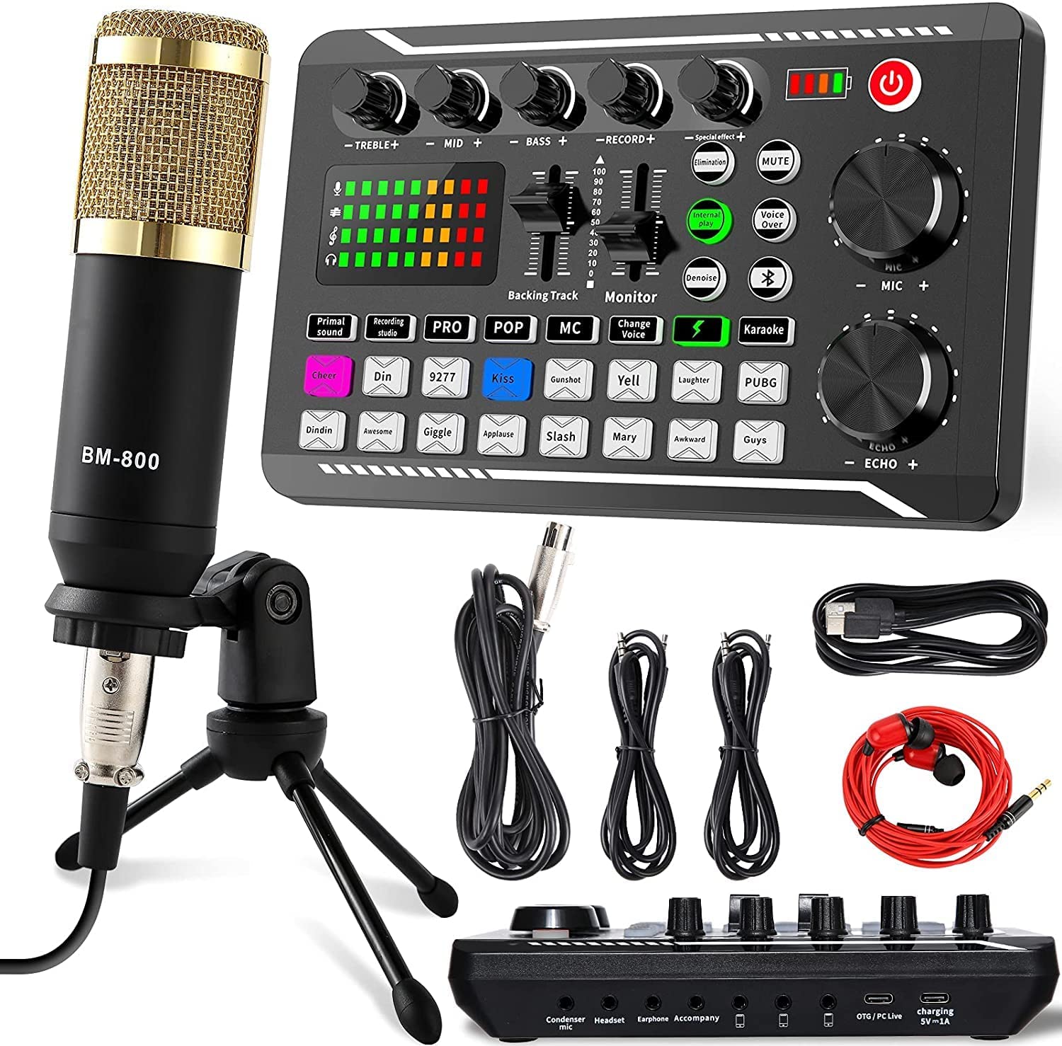 Podcast Equipment Bundle, Sinwe Condenser Microphone With Tripod Stand And Professional Audio Mixer For Studio Recording Vocals,