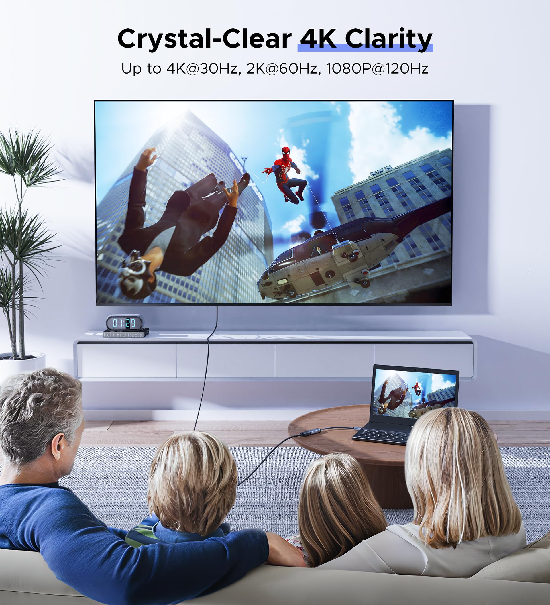 Warrky Displayport To Hdmi Adapter 2-Pack (4K, Uhd), [24K Gold-Plated, Slim Aluminum Shell] Display Port To Hdmi/Dp To Hdmi Adap