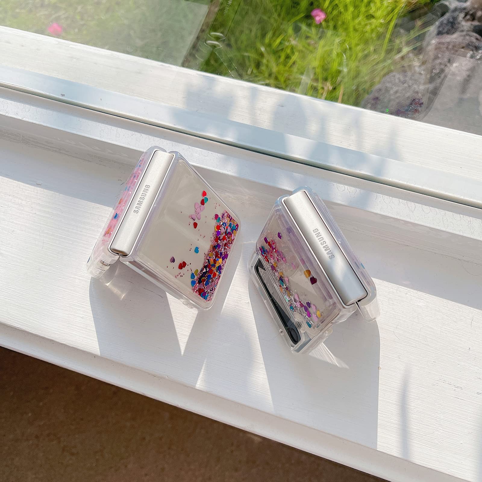 Yakvook For Samsung Galaxy Z Flip 3 Glitter Case For Girls Women Liquid Bling Sparkle Luxury Flowing Floating Quicksand Soft Tpu