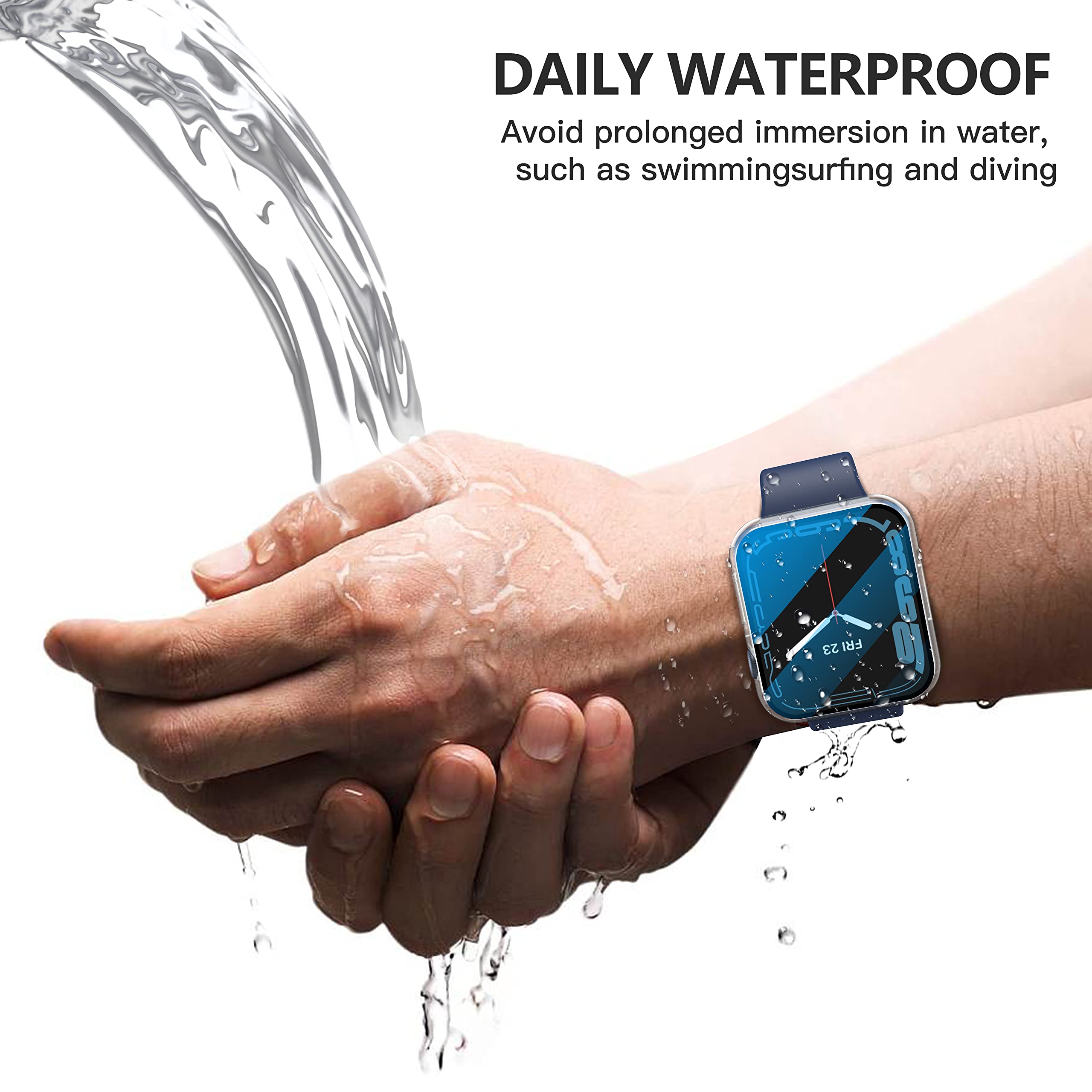 [2 In 1] Roity Waterproof Case With Tempered Glass Screen Protector For Apple Watch Series 8 Series 7 45Mm, Front & Back Hard Pc